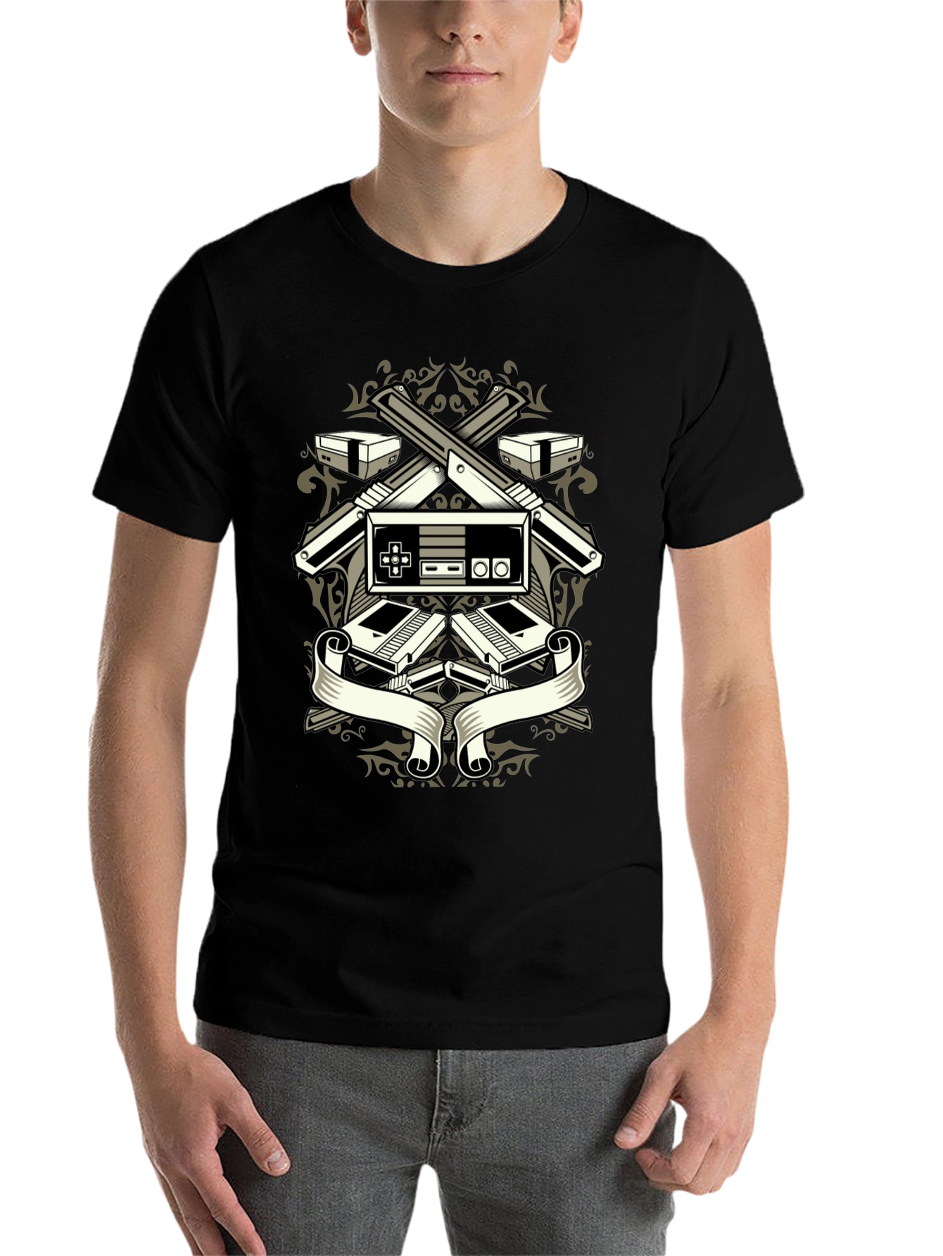 Black Retro Gamer T-Shirt - Classic Console Design view 7