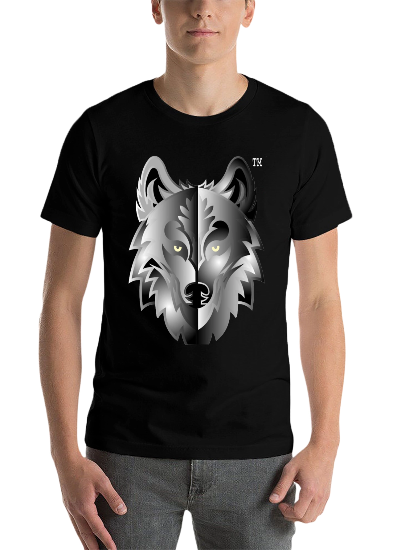 Black Wolf Graphic Tee - Cool Animal Design T-Shirt view 7