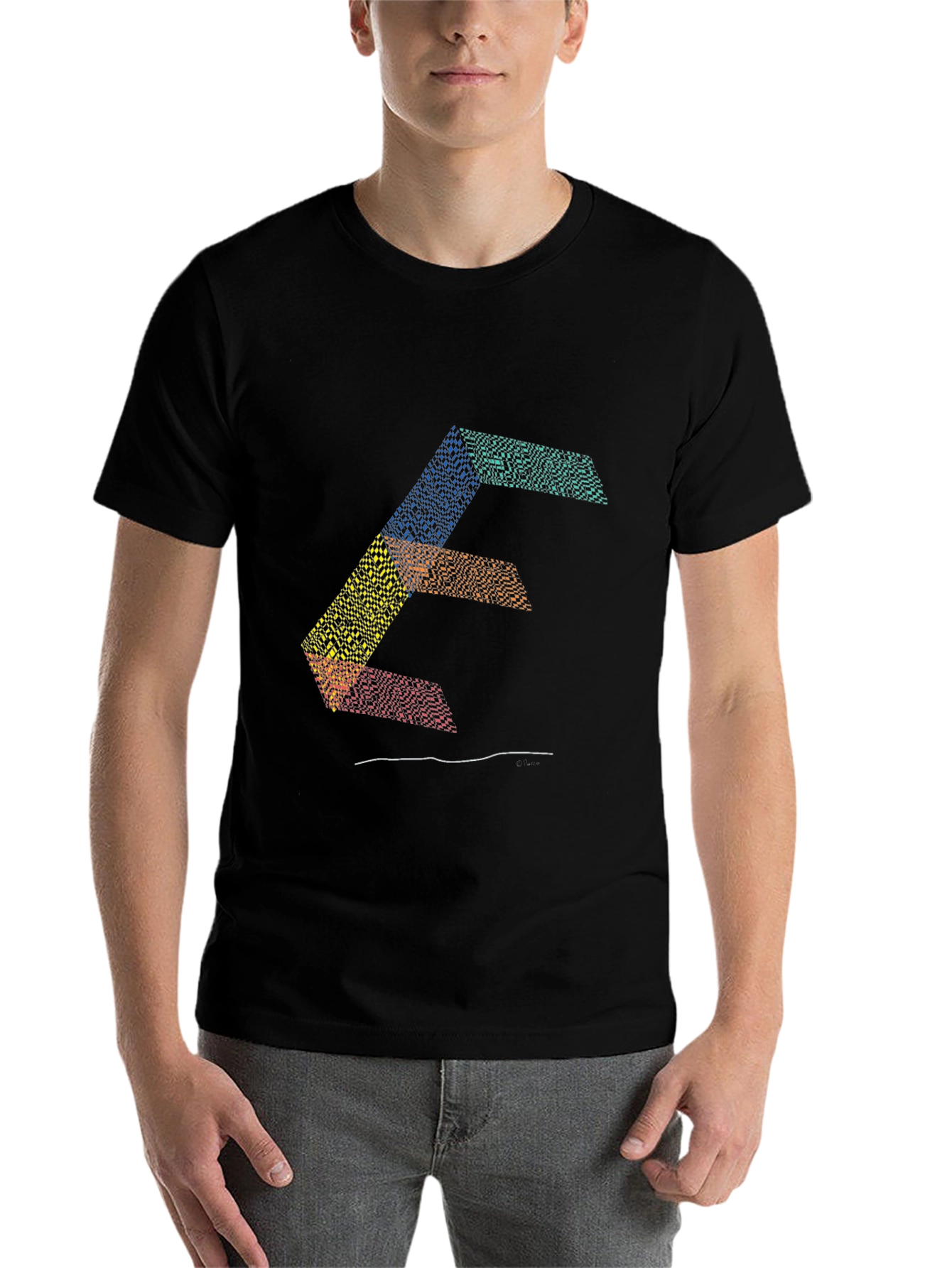 Black Abstract Letter Graphic Print Tee view 7