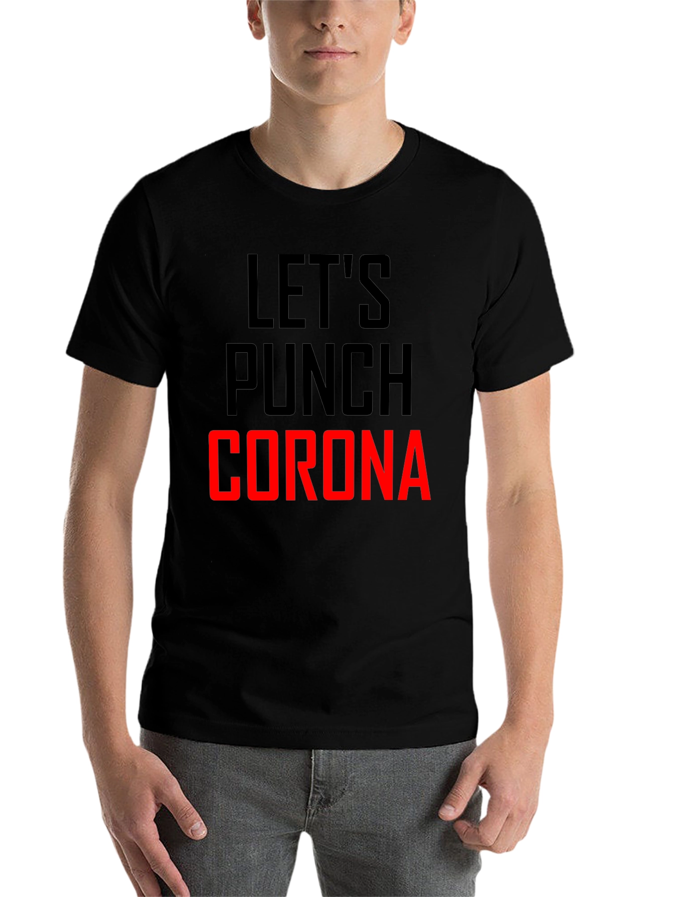 Black Let's Punch Corona Black Graphic T-Shirt view 7