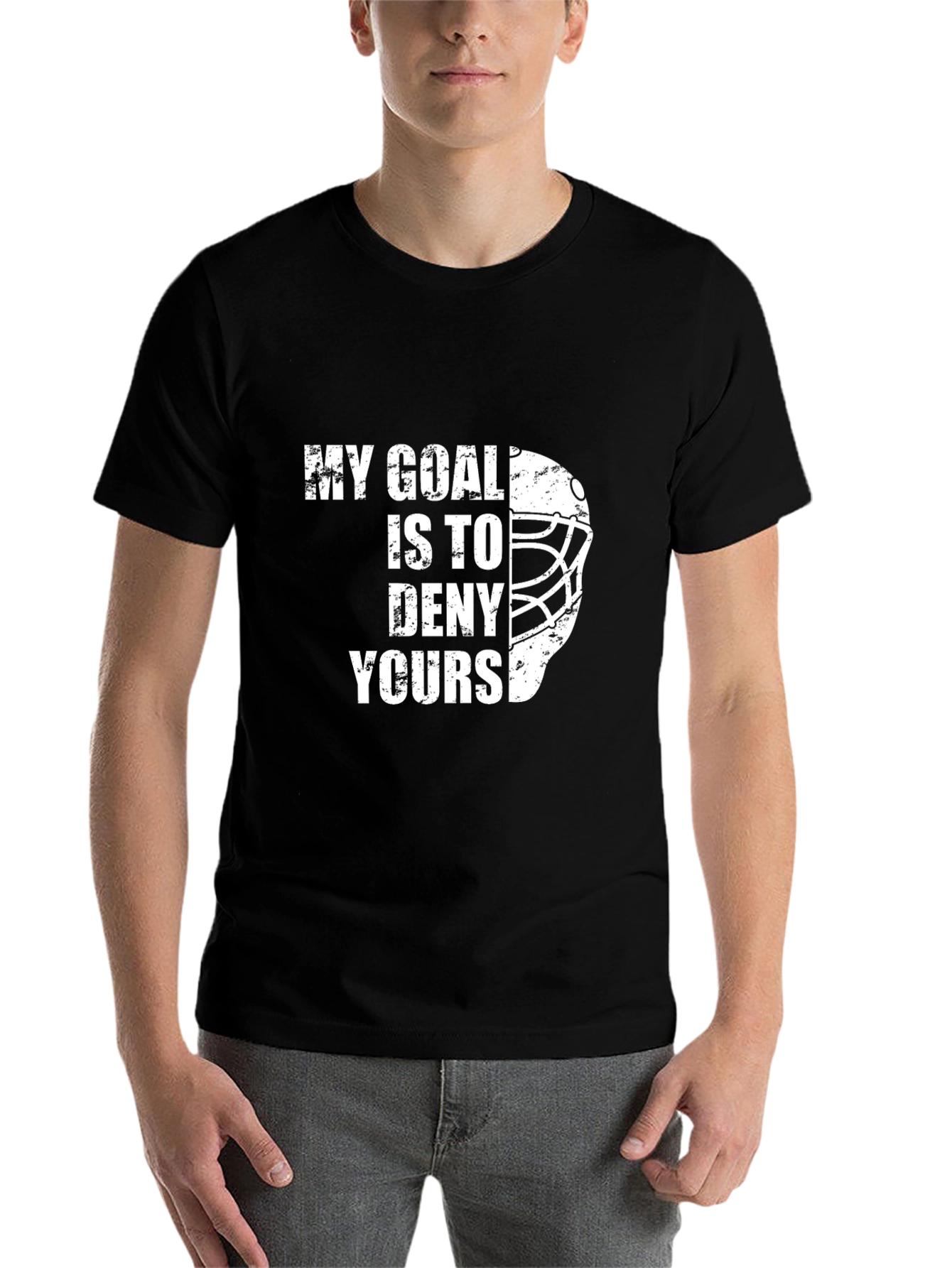 Black Goalie Graphic Tee - My Goal is to Deny Yours view 7
