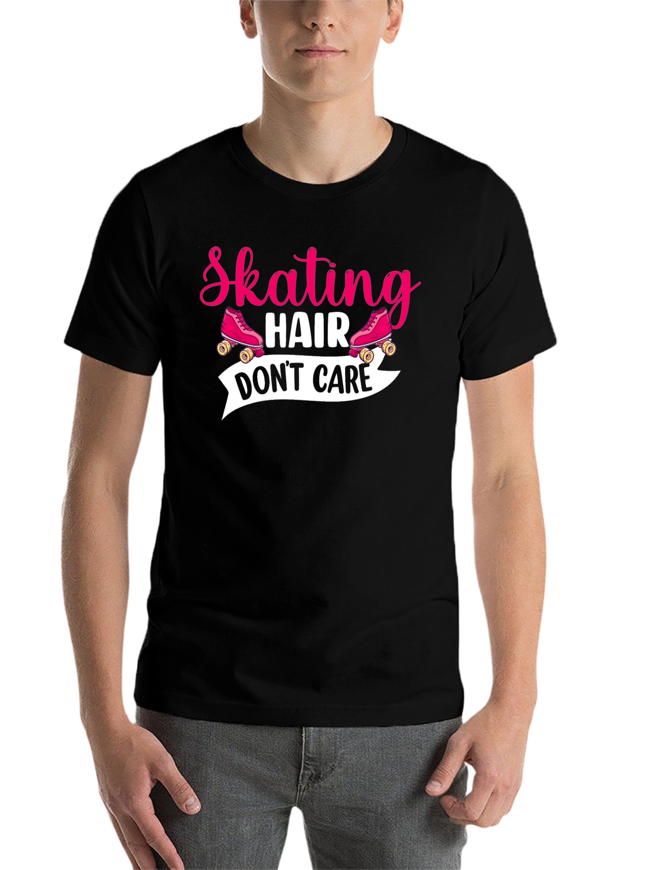 Black Skating Hair Don't Care T-Shirt view 7