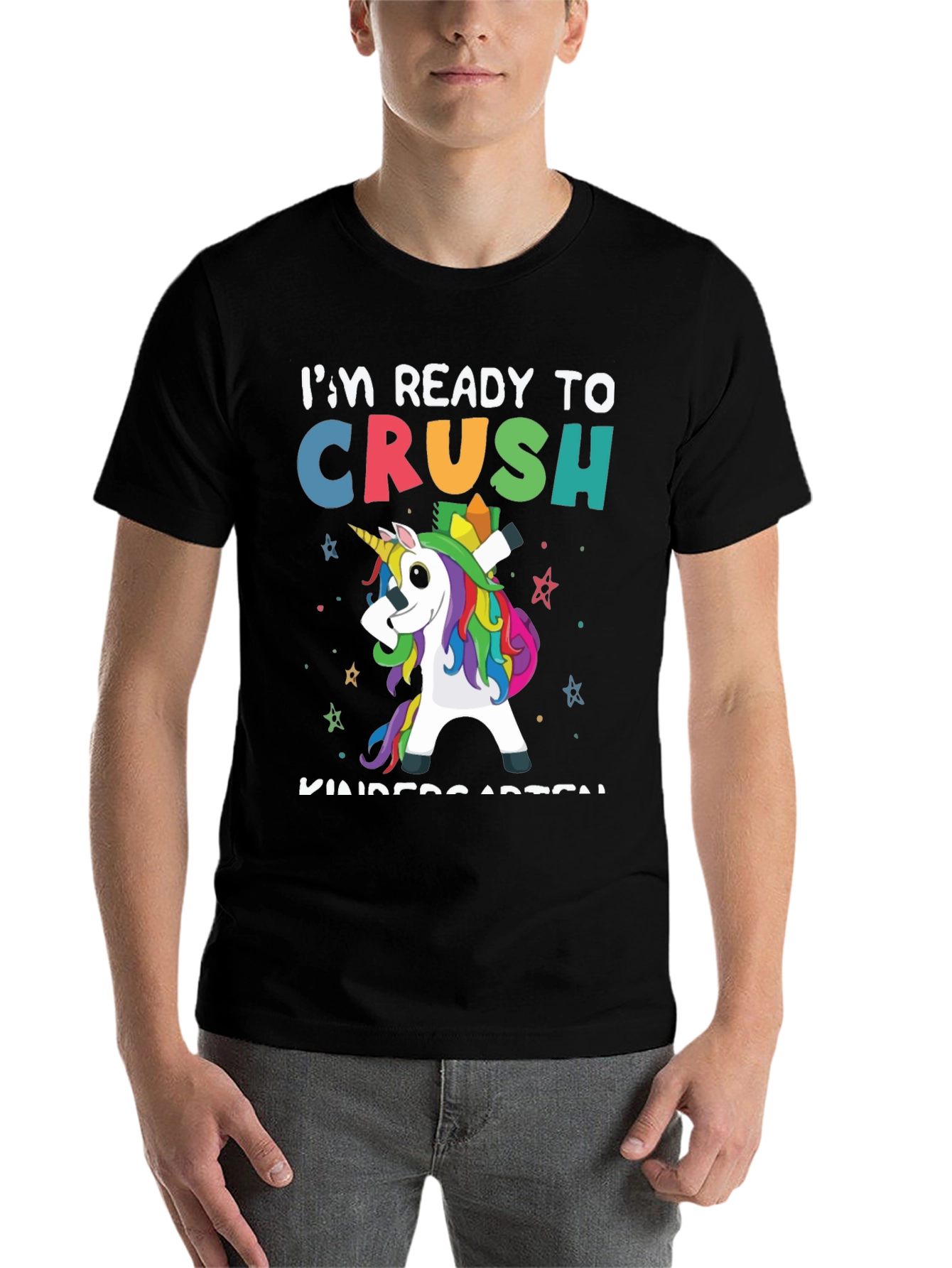 Black Ready to Crush Kindergarten Unicorn T-Shirt view 7