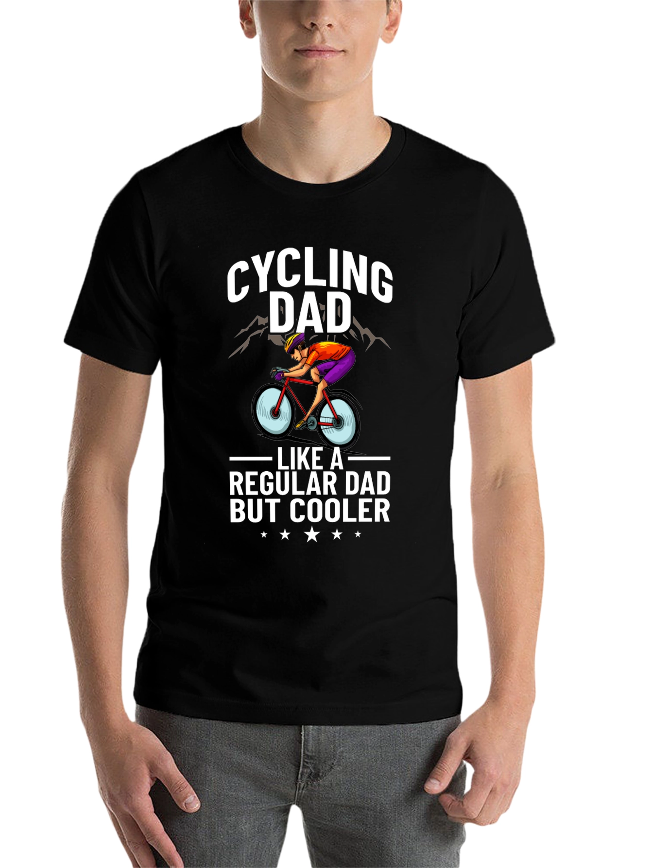 Black Cycling Dad T-Shirt - Cool Dad Style! view 7