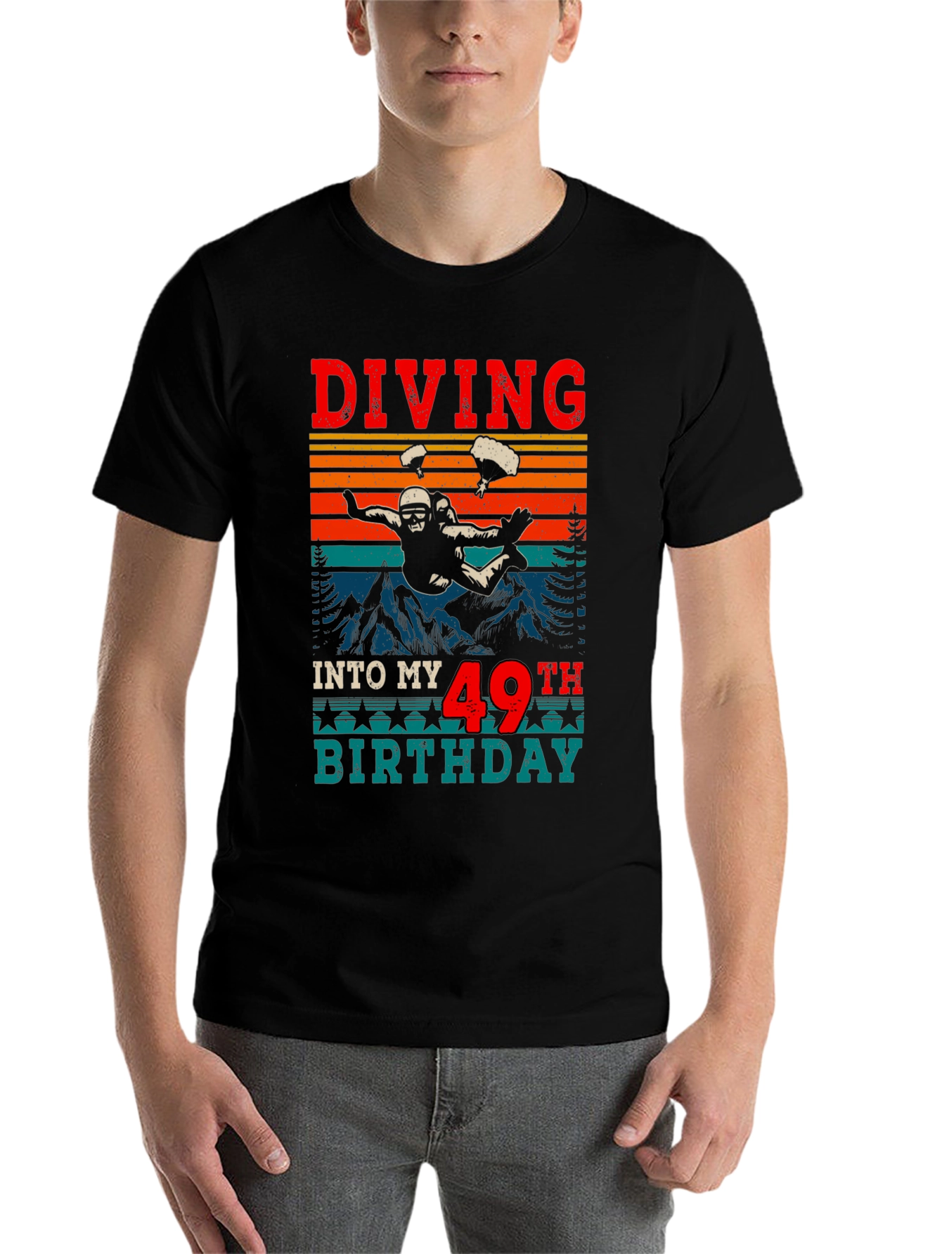 Black Diving Into My 49th Birthday T-Shirt view 7