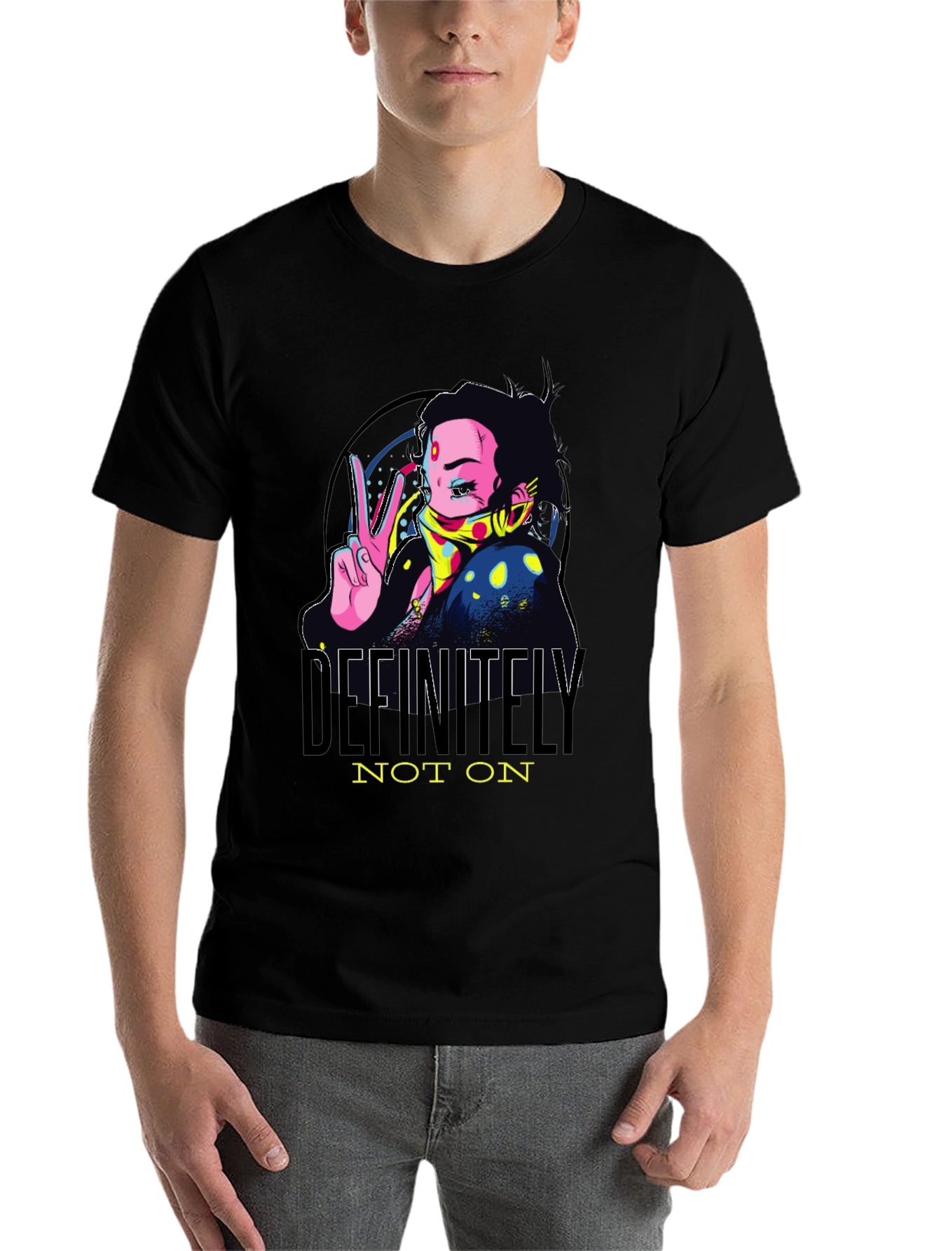 Black Definitely Not On Anime Graphic Tee view 7