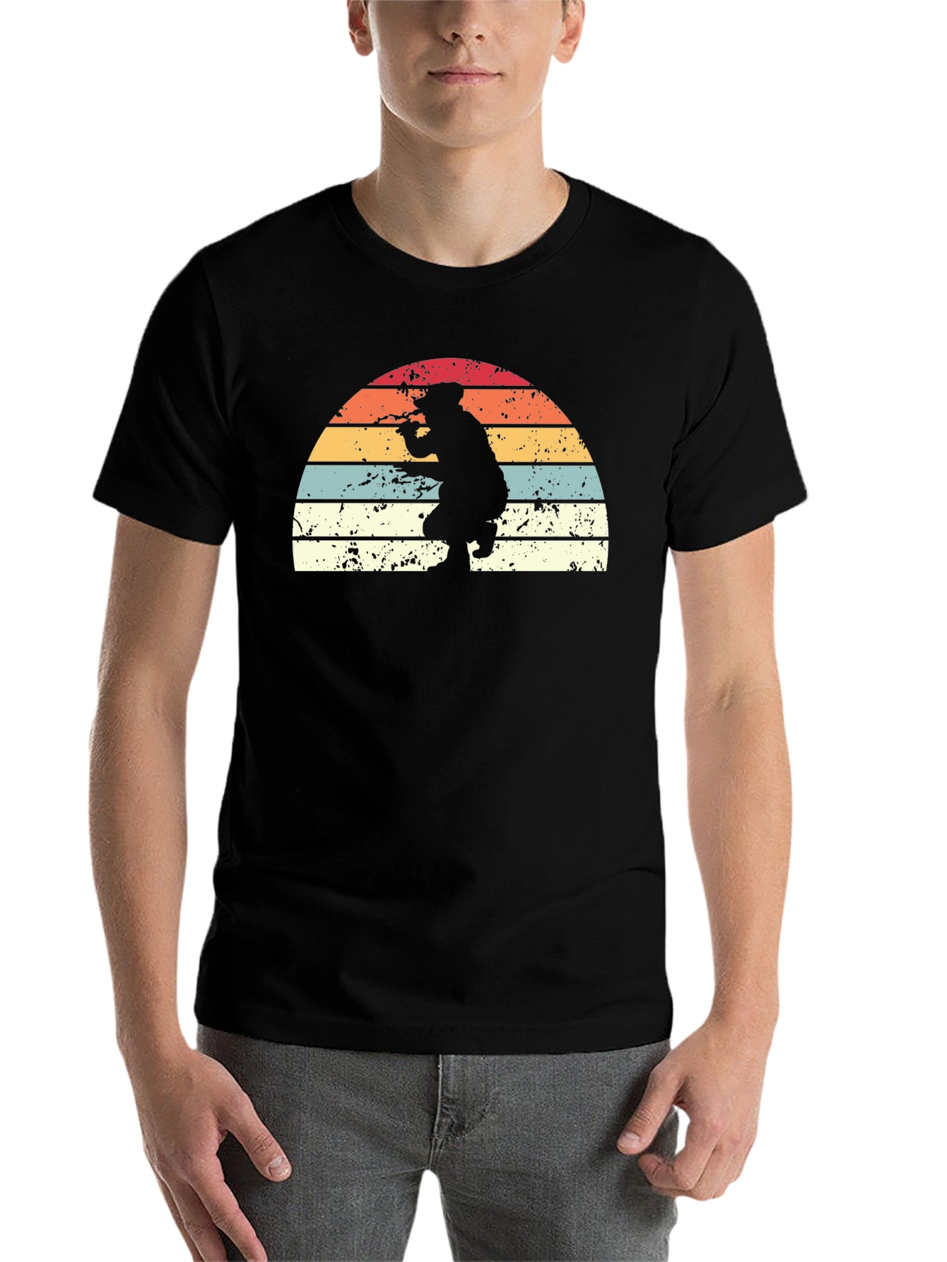 Black Retro Sunset Silhouette Graphic Tee - Black view 7