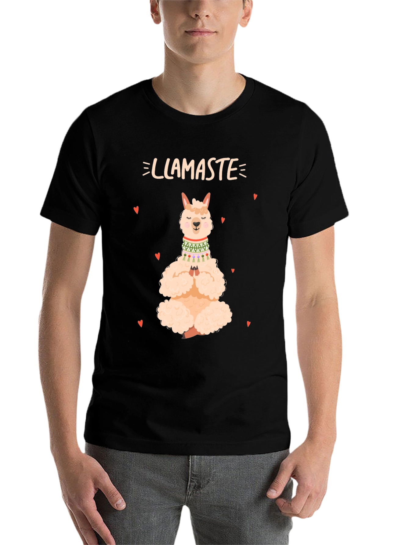 Black Llamaste Yoga T-Shirt - Funny Llama Namaste Tee view 7