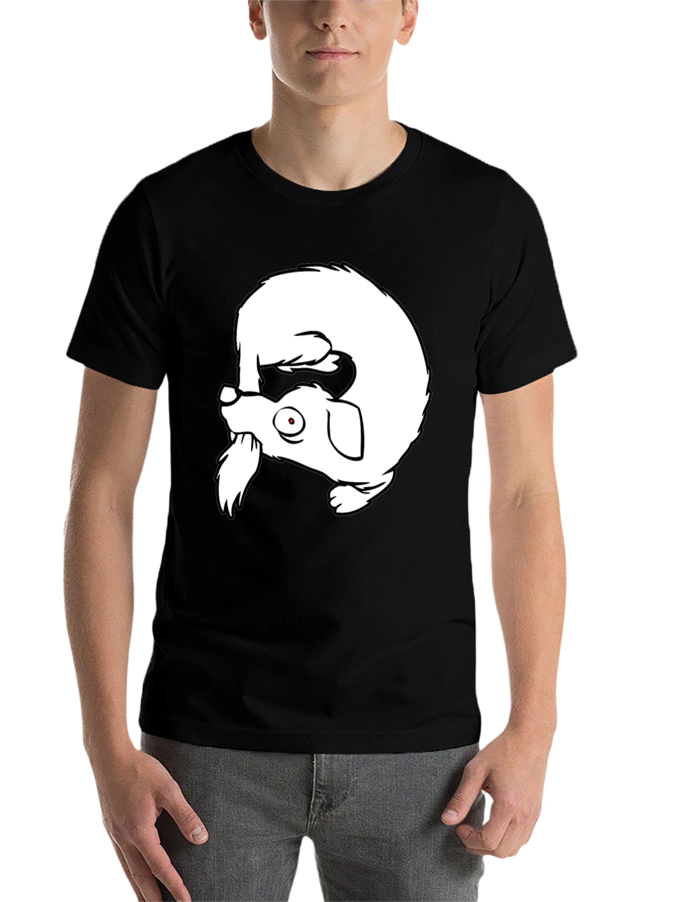 Black Upside Down Dog Graphic Tee - Funny Novelty Shirt view 7