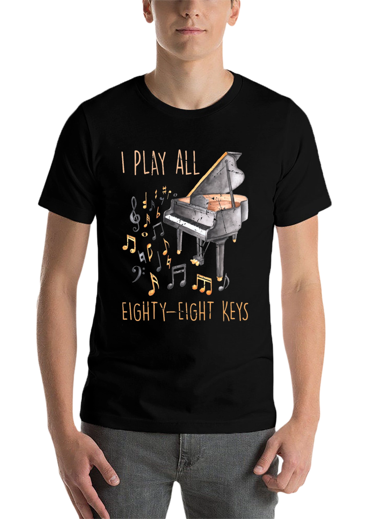 Black Piano Player Graphic T-Shirt - 88 Keys view 7