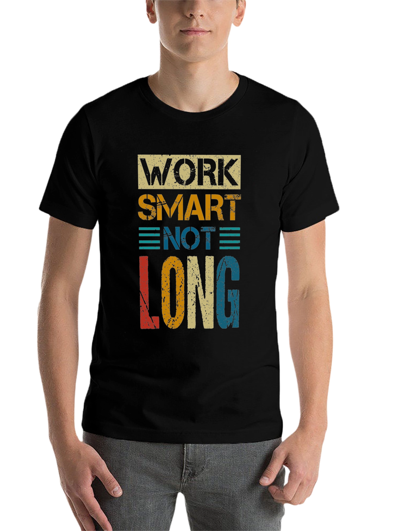 Black Work Smart Not Long Graphic Tee - Retro Style view 7