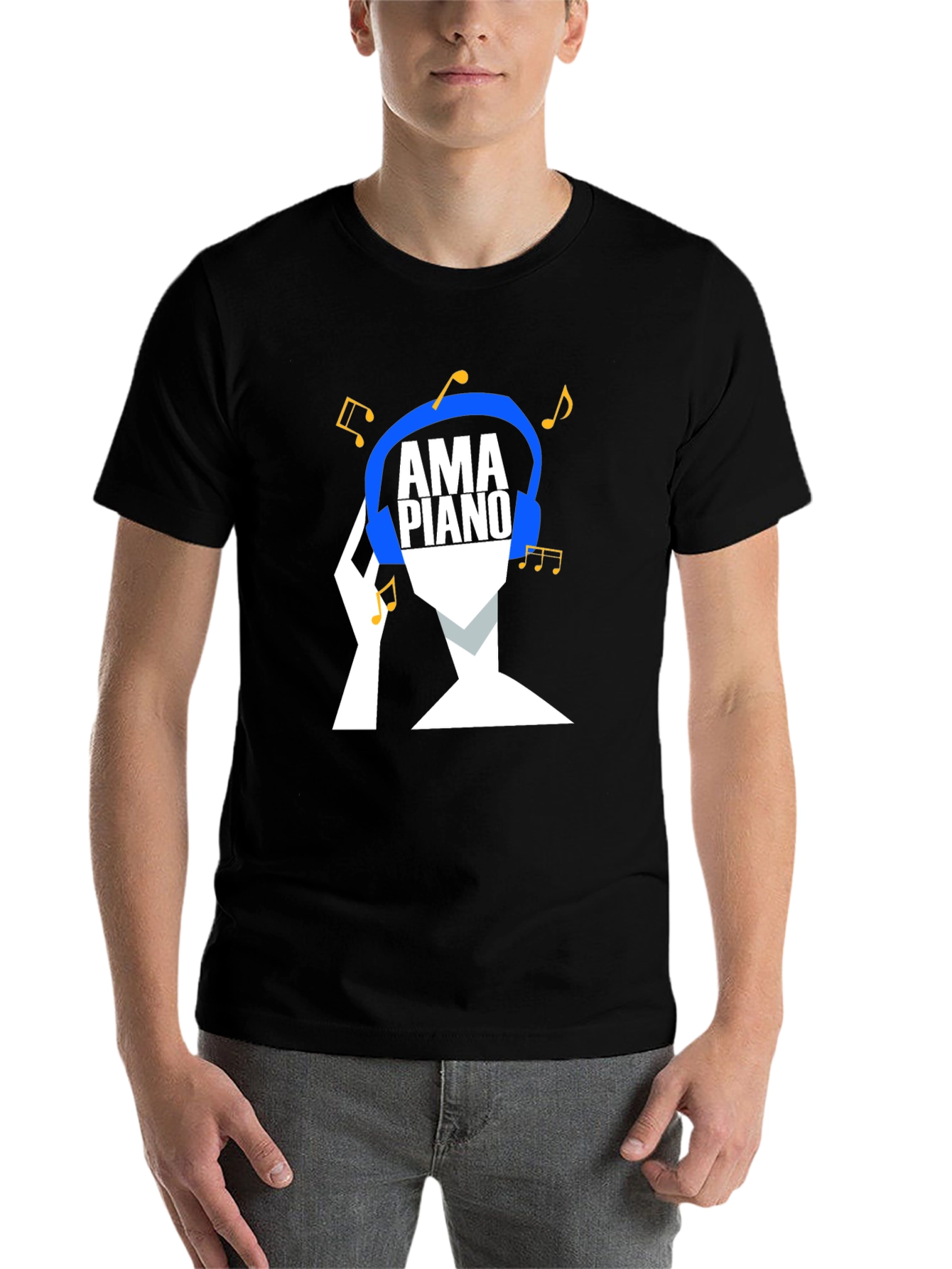 Black AmPiano Music Lover Tee - Black Cotton Graphic T-Shirt view 7