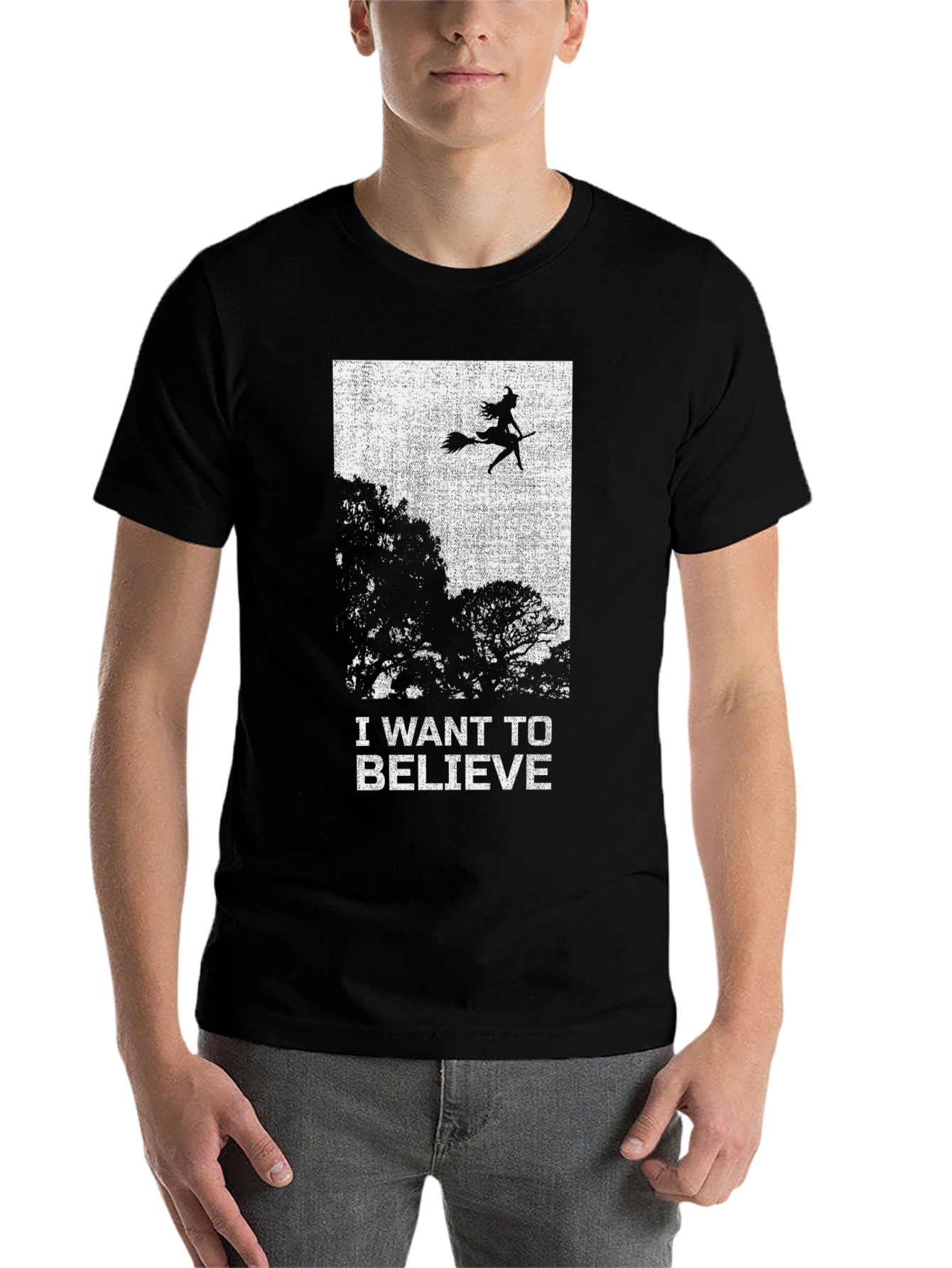 Black I Want To Believe Witch T-Shirt - Spooky Season Tee view 7
