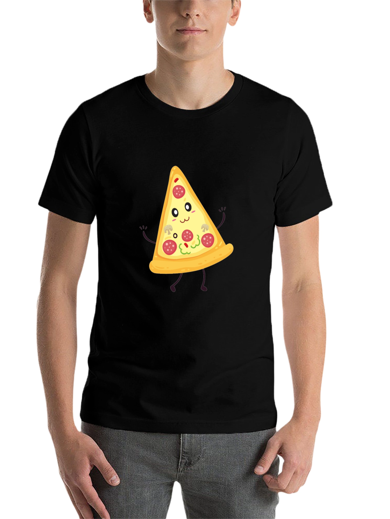 Funny Pizza Slice Graphic Tee - Unisex Black T-Shirt - 7