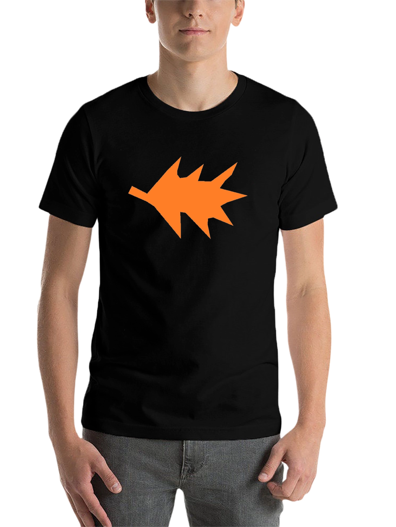 Black Orange Leaf Graphic Black T-Shirt view 7