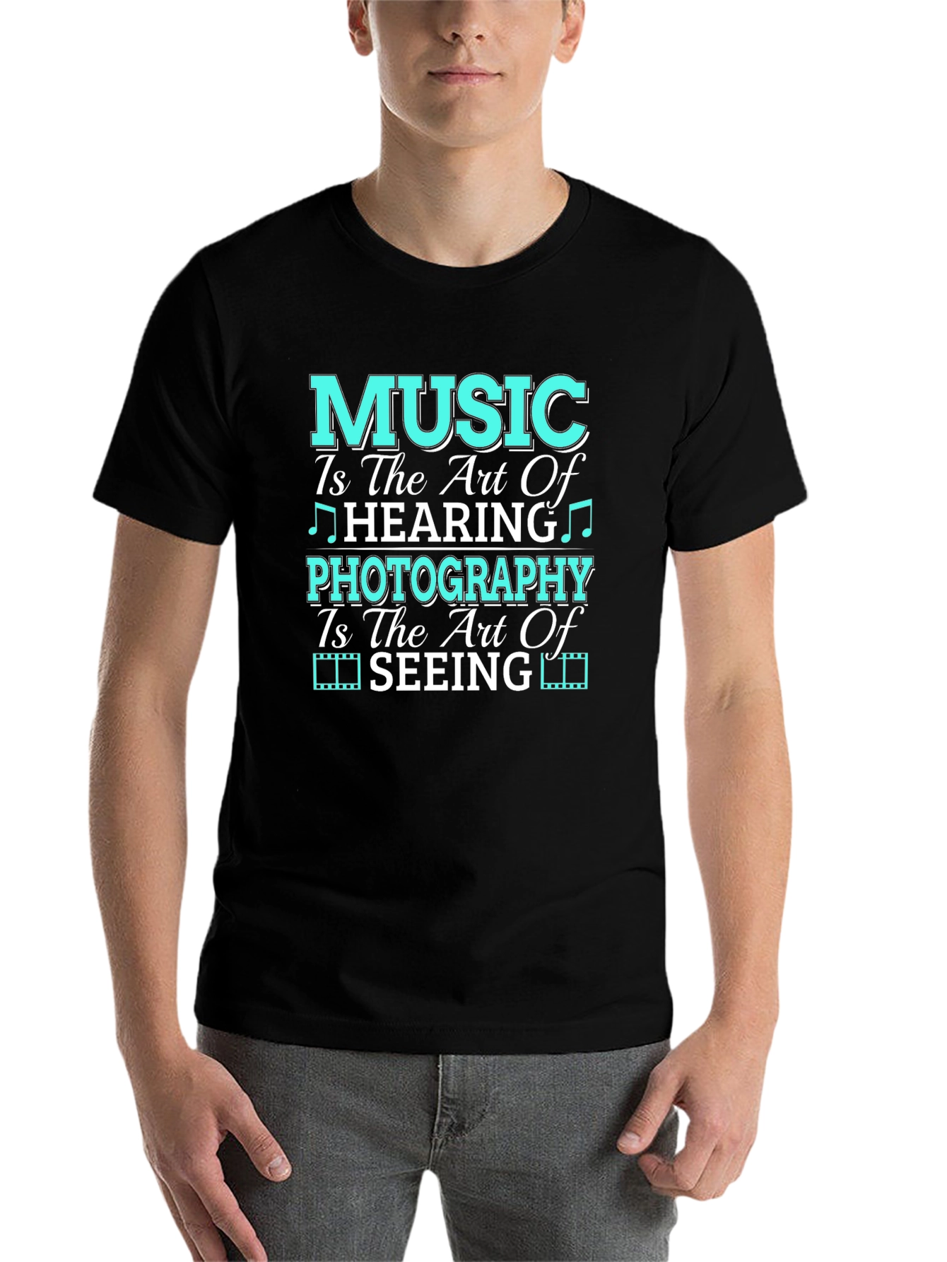 Black Music & Photography Art T-Shirt view 7