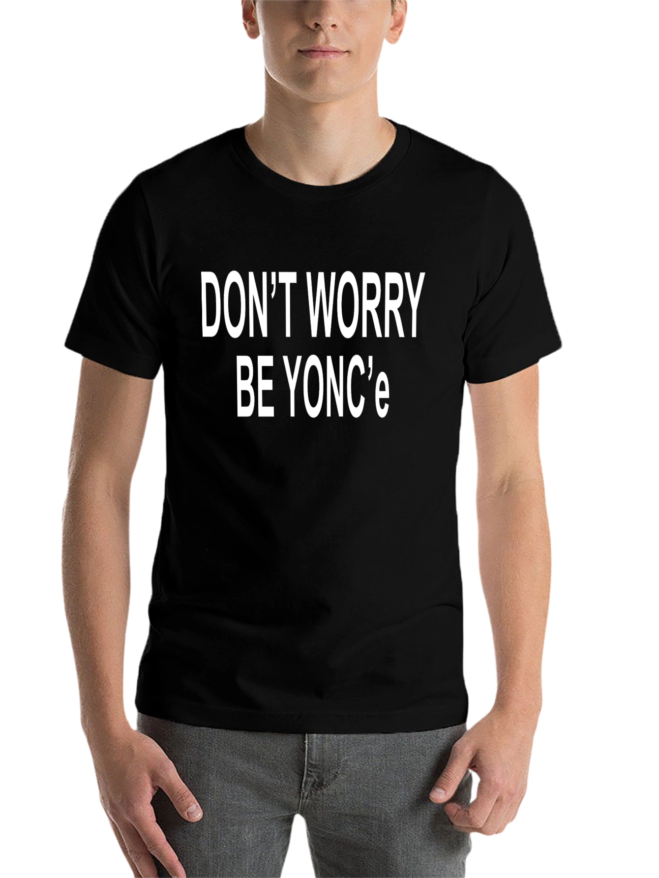 Black Don't Worry Be Yonc'e Black T-Shirt view 7