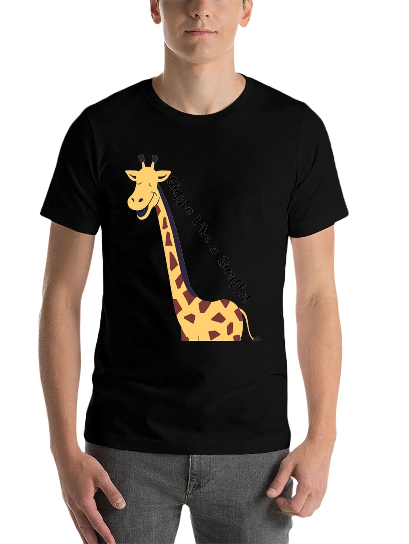 Black Giggle Like a Giraffe Black T-Shirt view 7