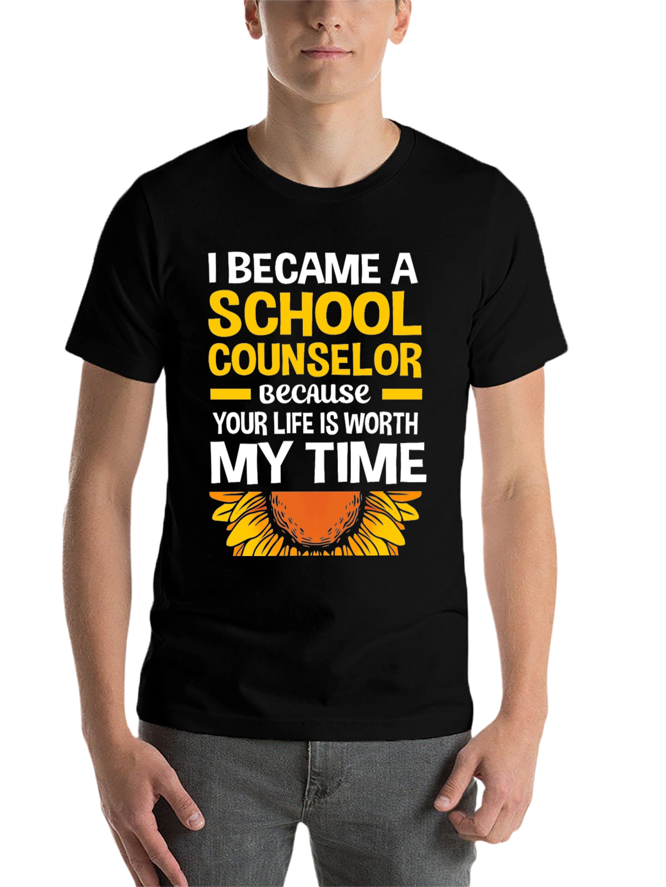 Black School Counselor Sunflower Graphic T-Shirt view 7