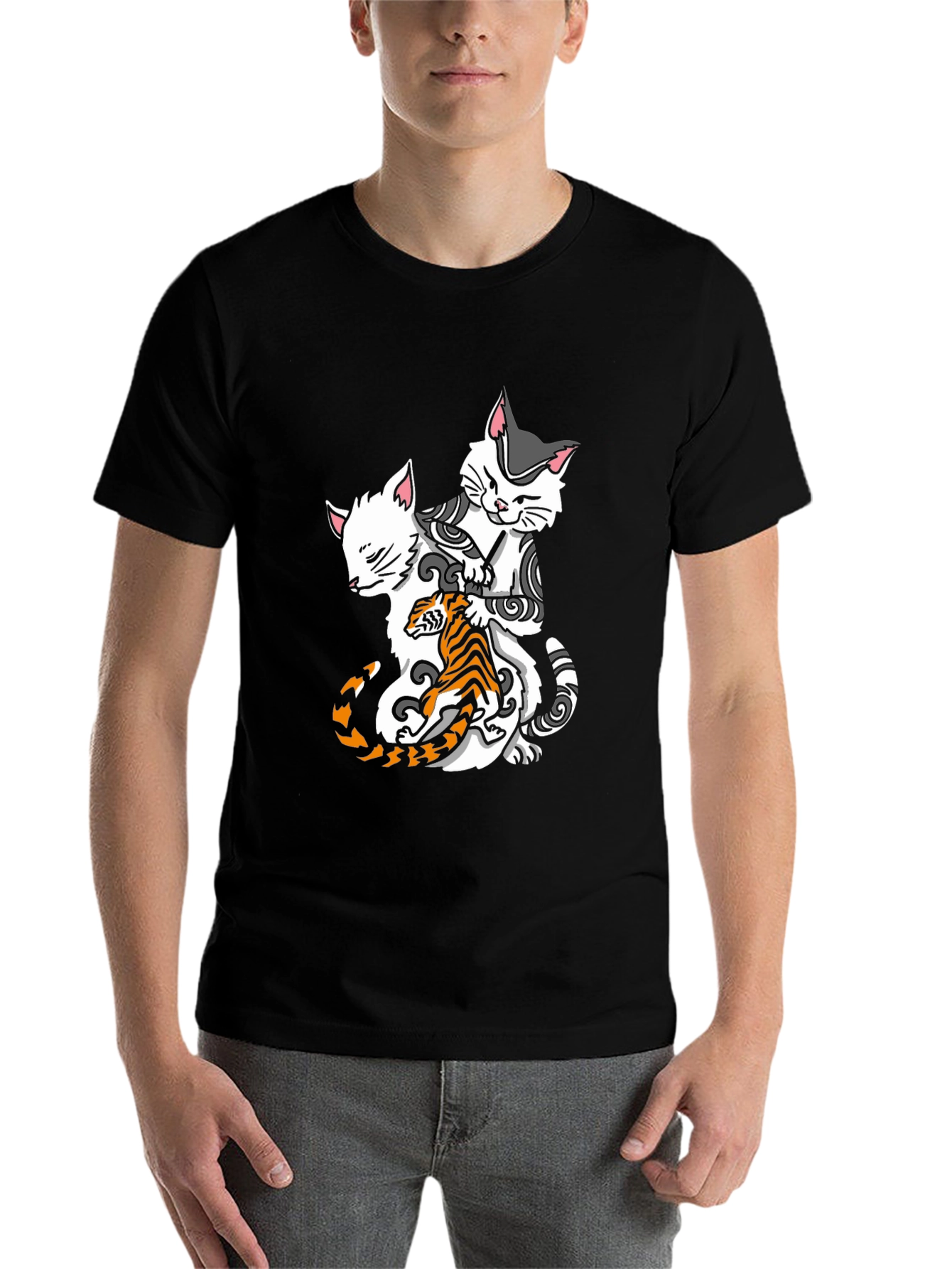 Black Cats & Tiger Graphic Tee - Cool Style view 7