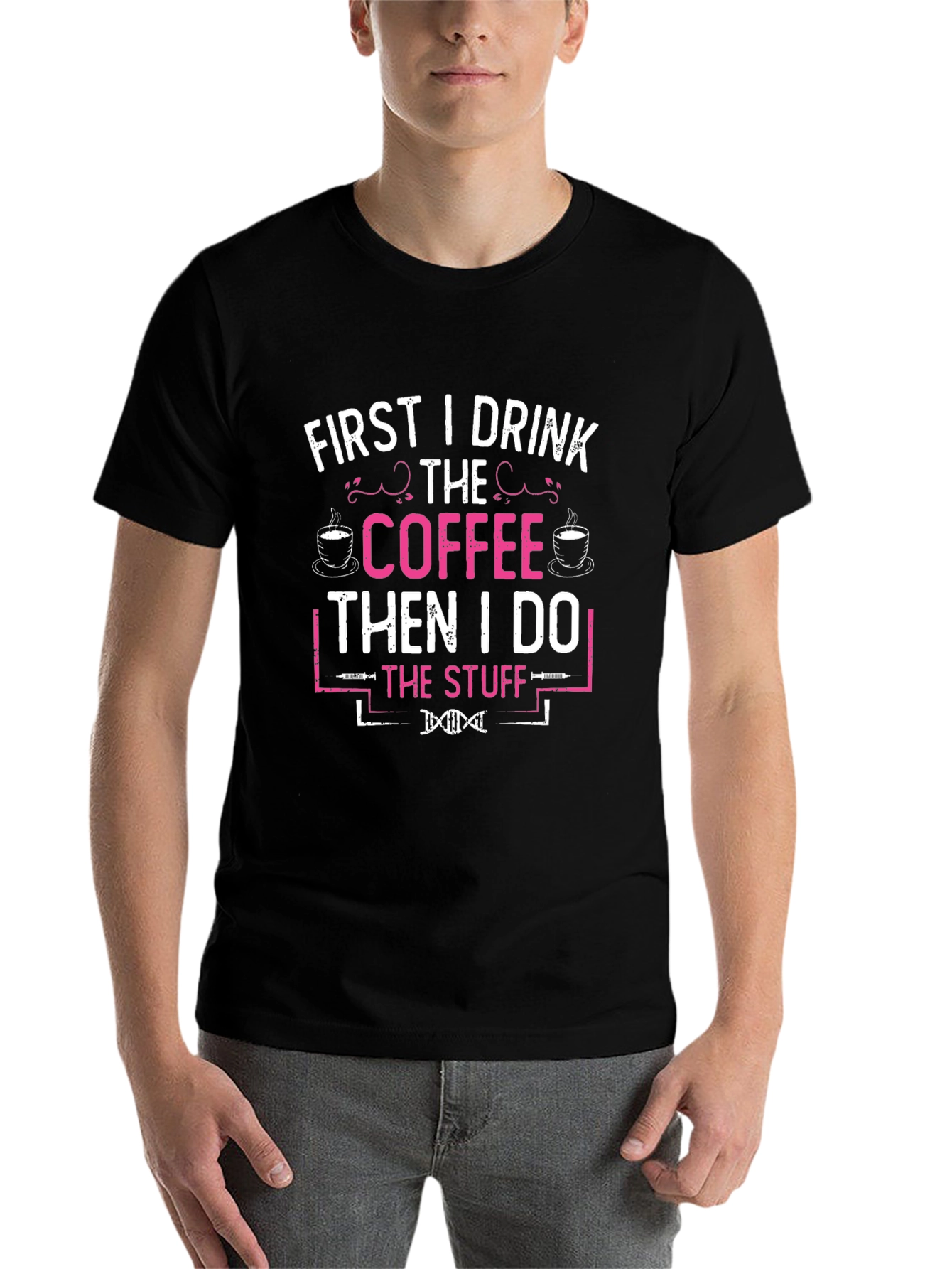 Black First Coffee Then Stuff Graphic Tee view 7