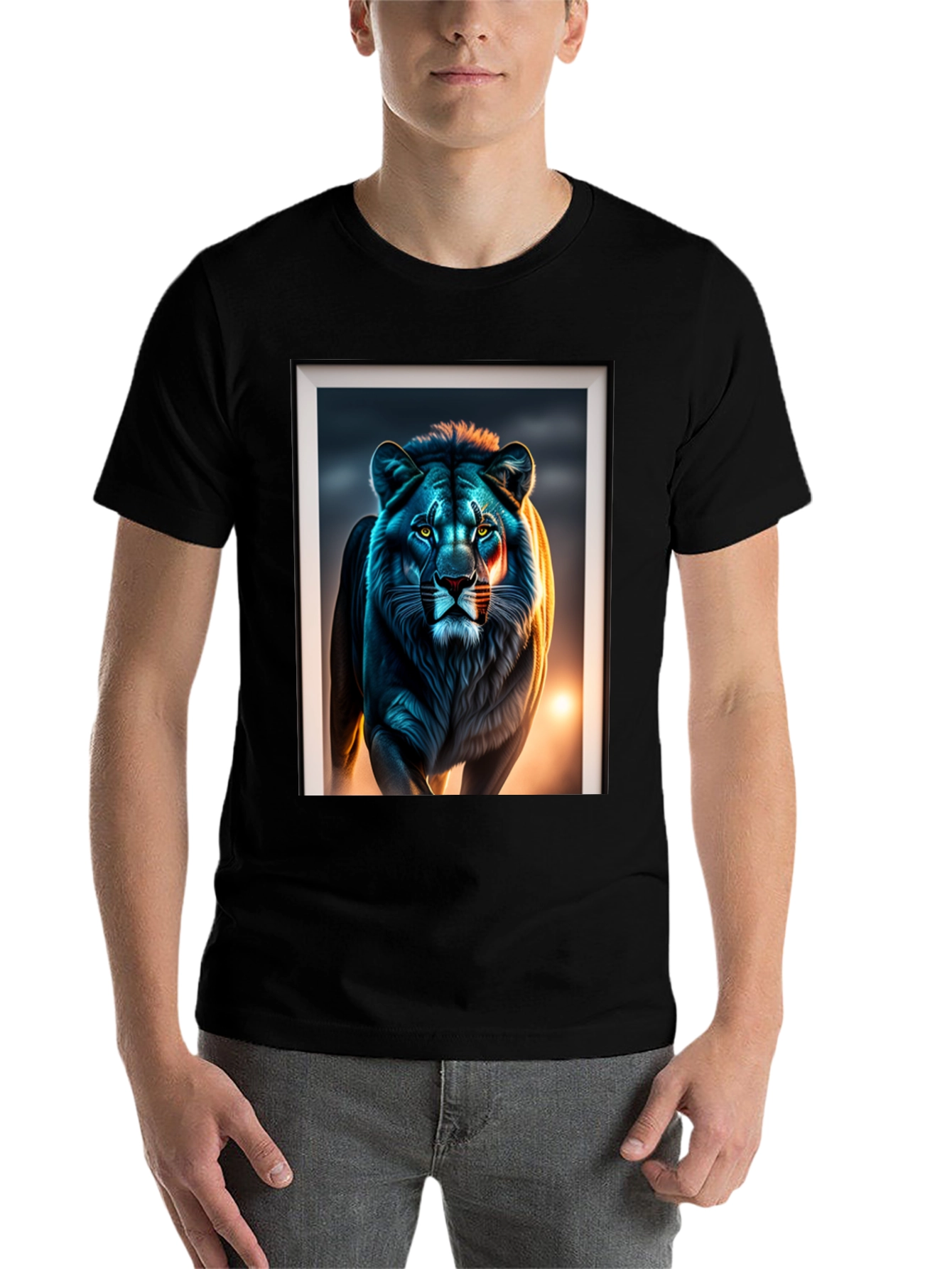Black Lion Graphic Tee - Bold Animal Print view 7