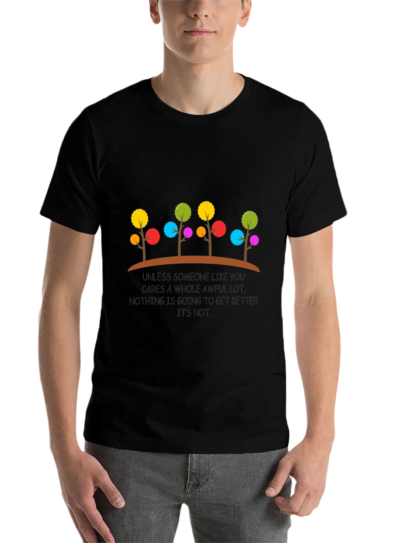 Black Colorful Tree Graphic T-Shirt - Positive Message view 7