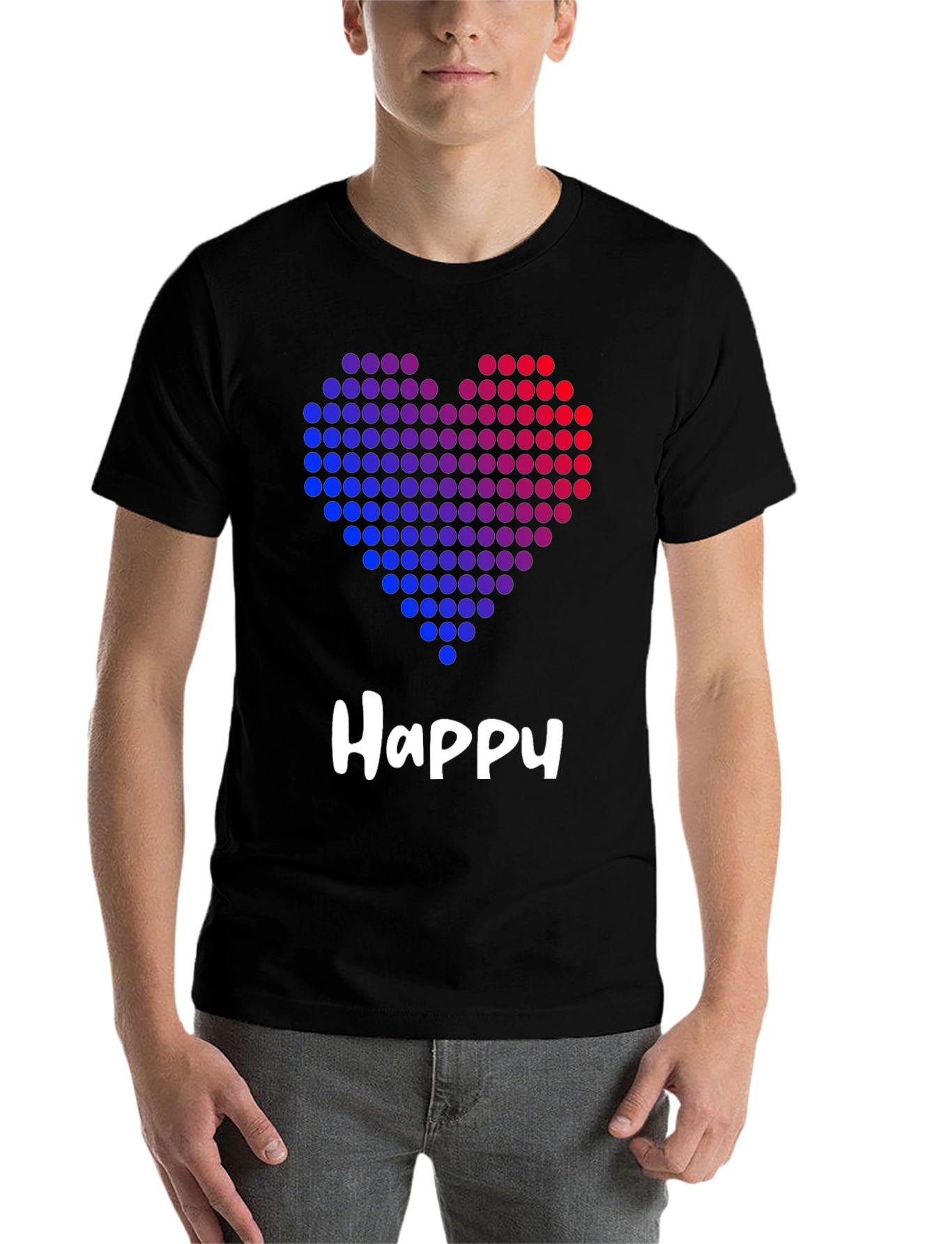 Black Happy Heart Graphic Black T-Shirt view 7