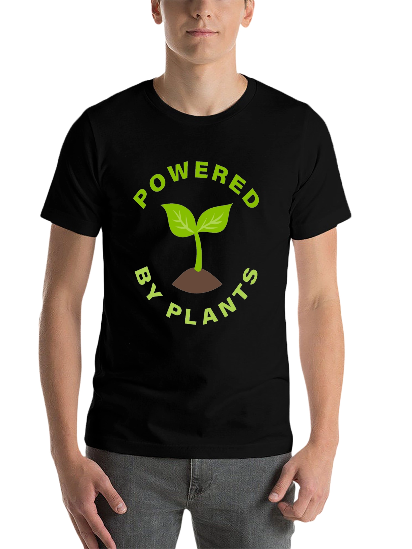 Black Powered By Plants T-Shirt - Vegan Friendly view 7