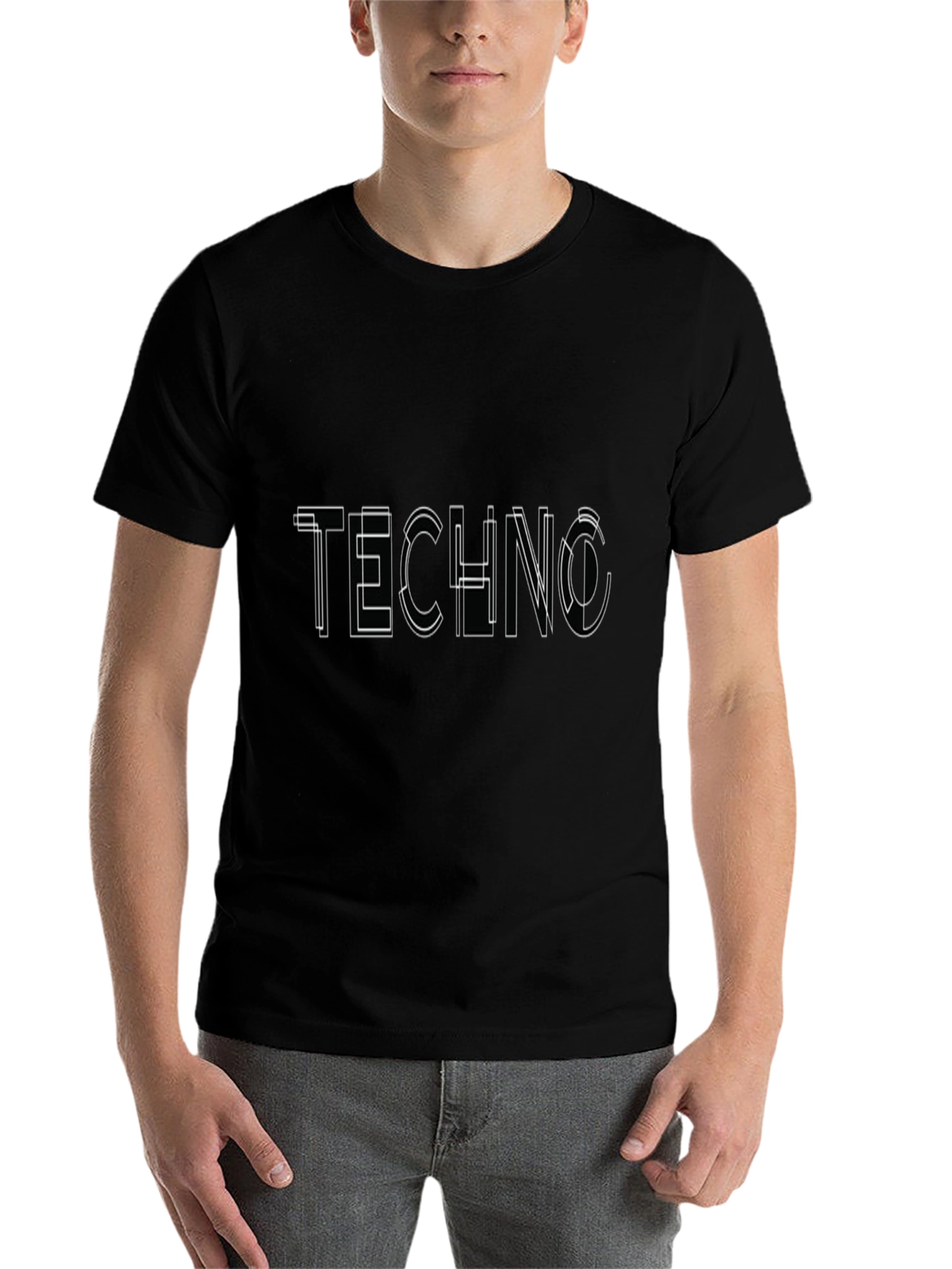 Black Techno Graphic Black T-Shirt view 7