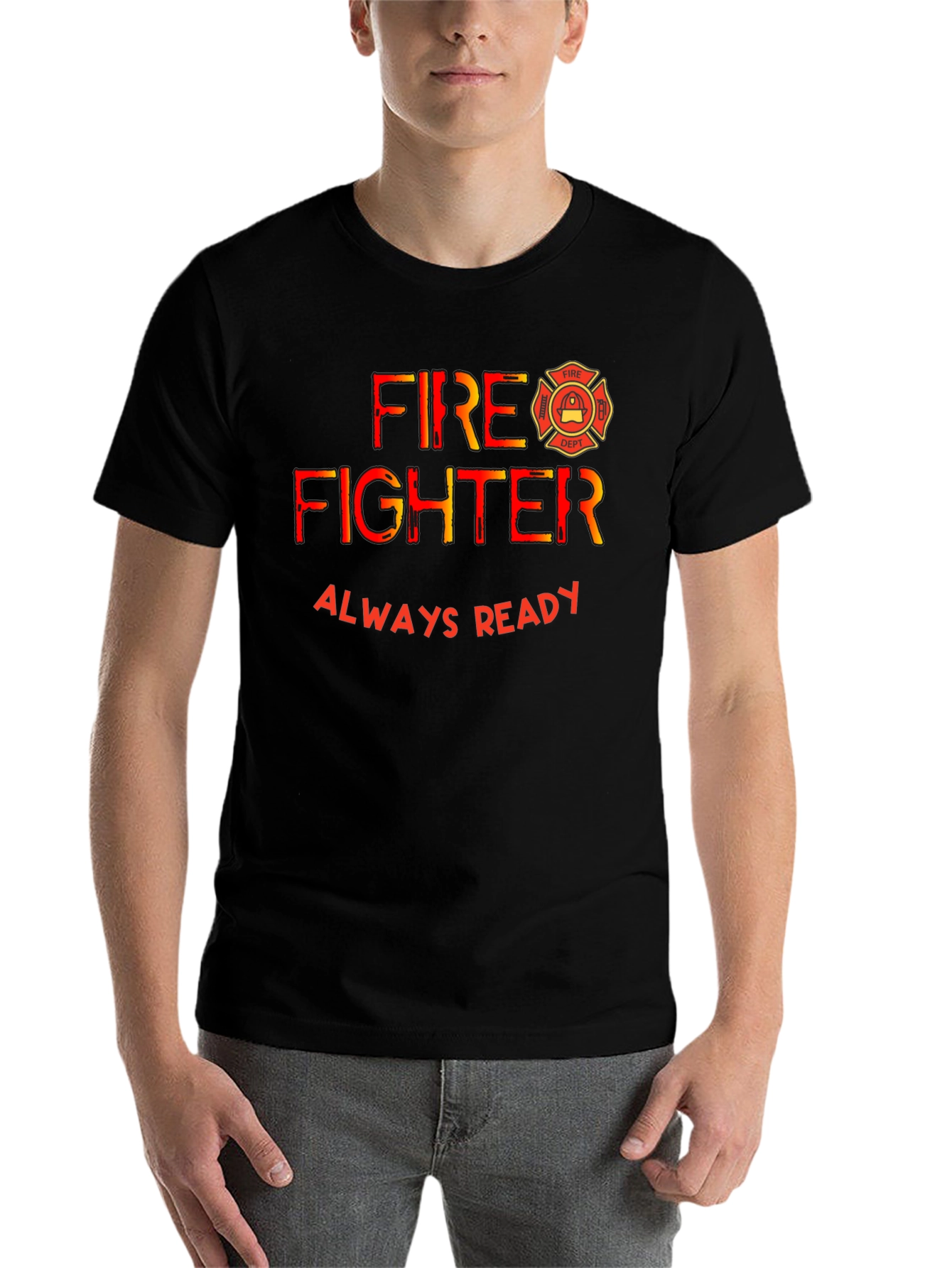 Black Firefighter Always Ready Black T-Shirt view 7
