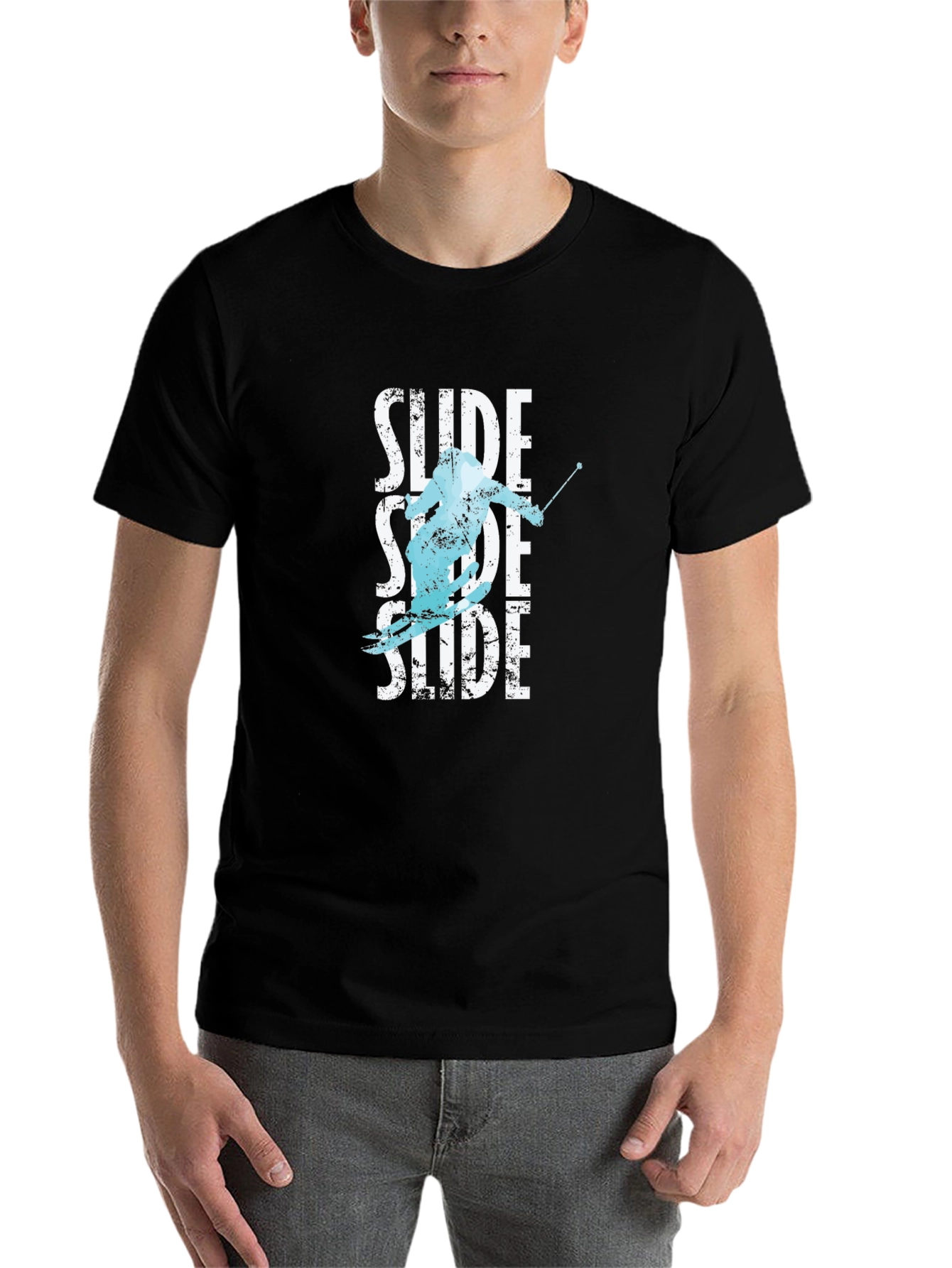 Black Men's Black "Slide" Graphic Print T-Shirt view 7