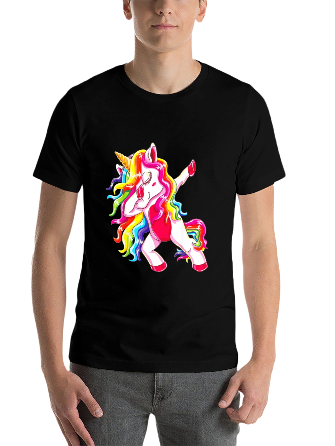 Black Dabbing Unicorn Graphic Tee view 7