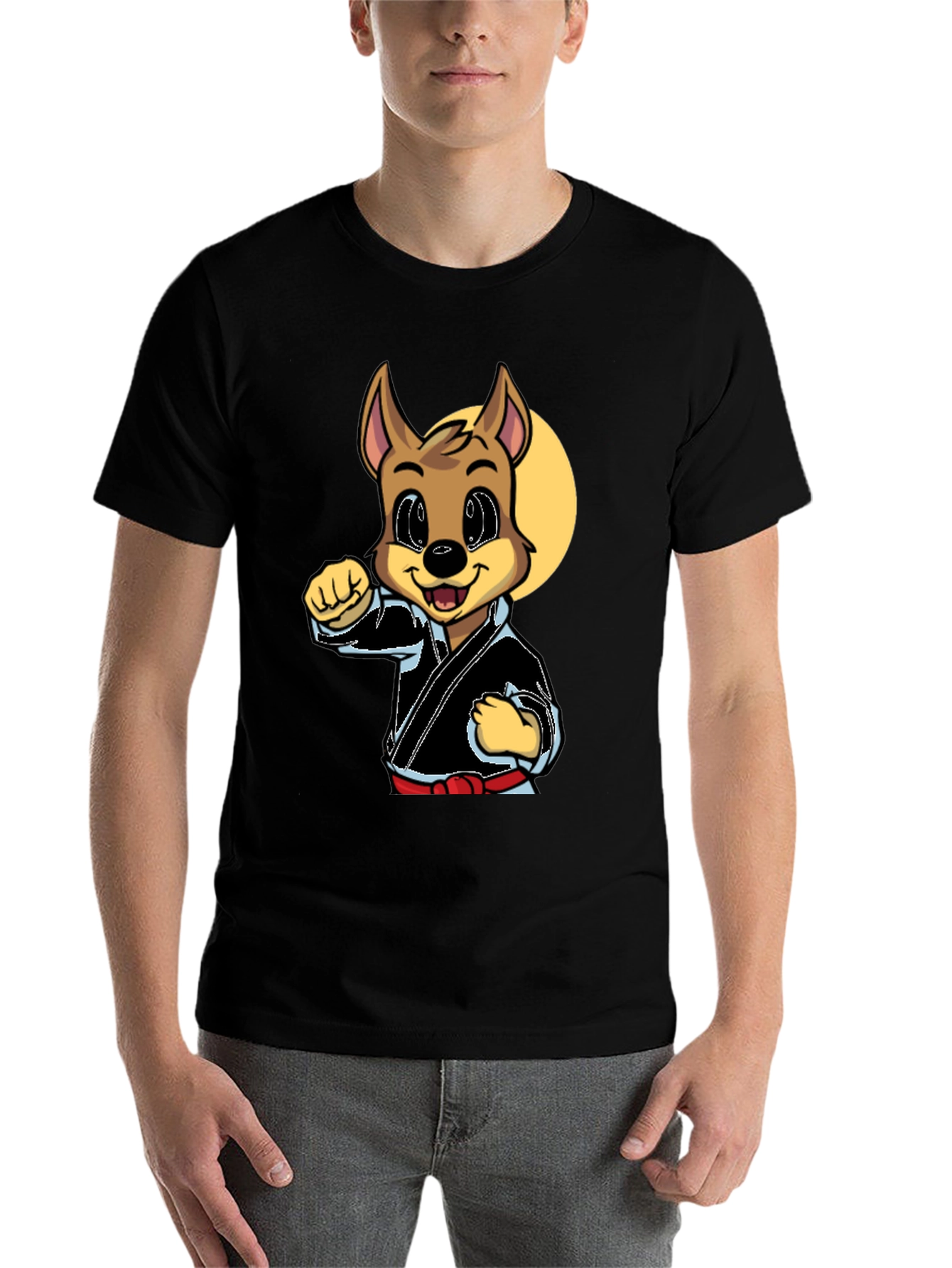 Black Karate Dog Graphic Tee - Black Martial Arts Shirt view 7