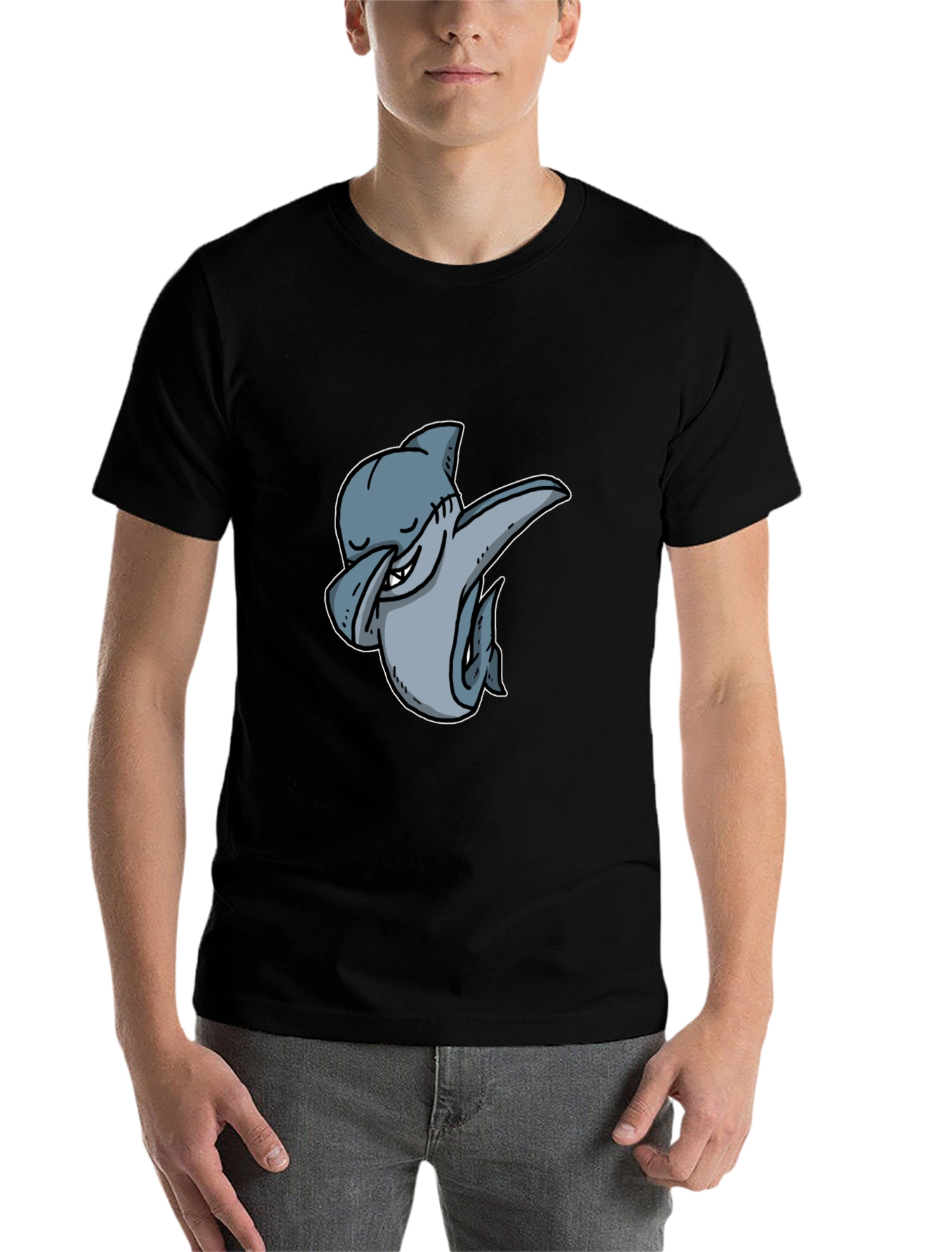 Black Dabbing Shark Graphic Tee - Cool & Trendy view 7