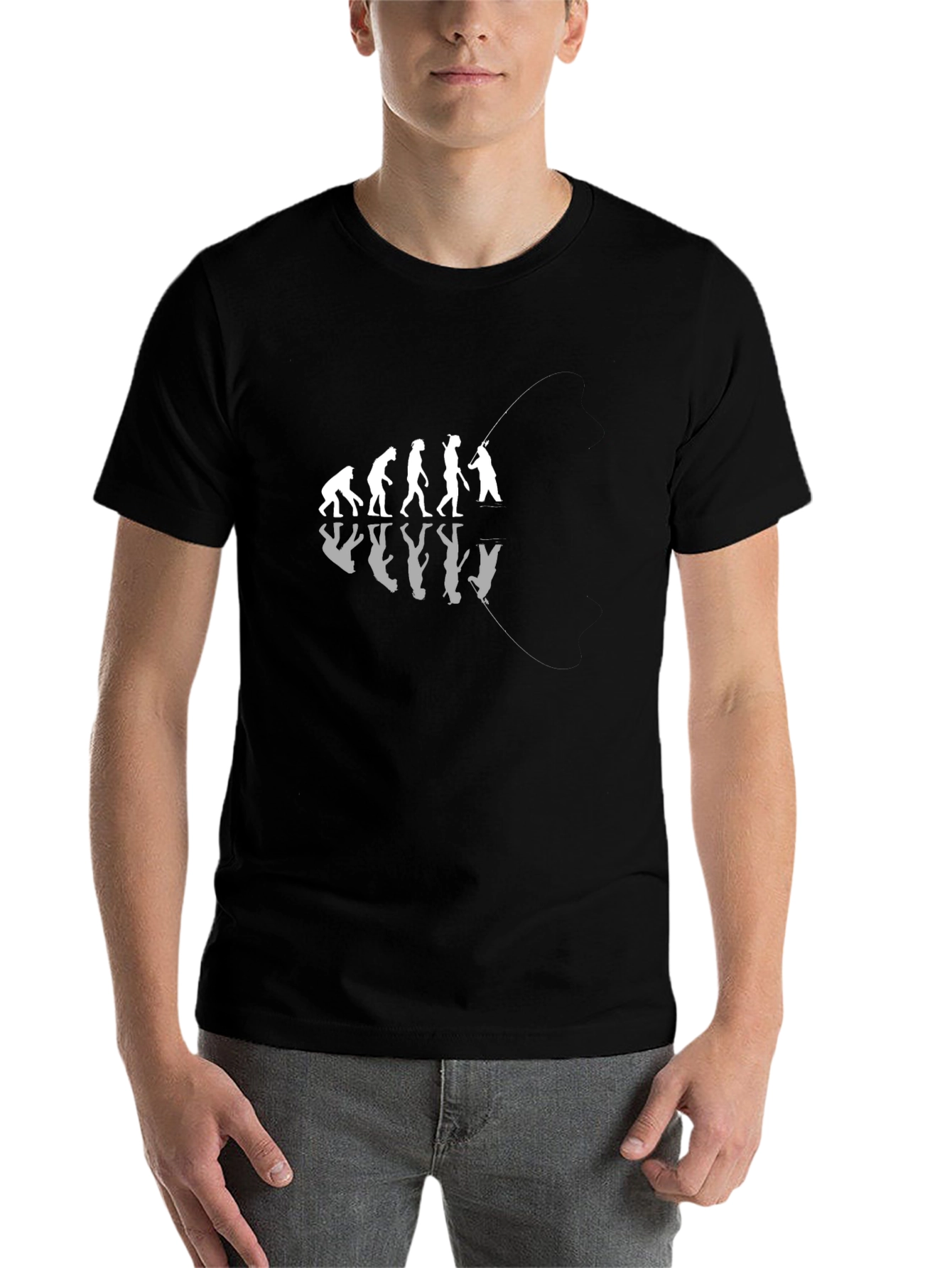 Black Evolution of Fishing Graphic Tee - Black Cotton T-Shirt view 7