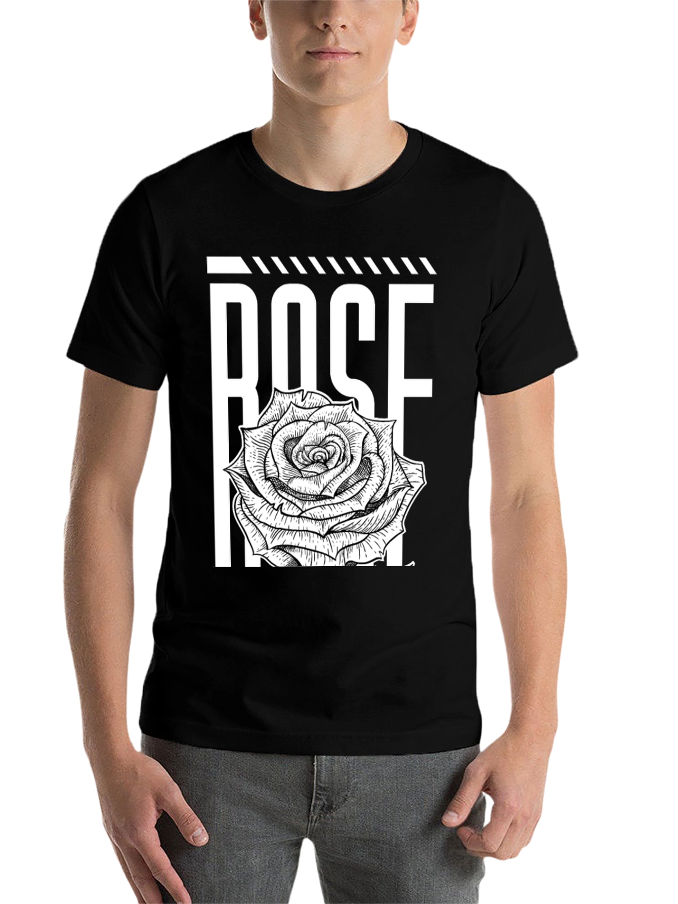 Black Rose Graphic Tee - Bold Floral Print view 7