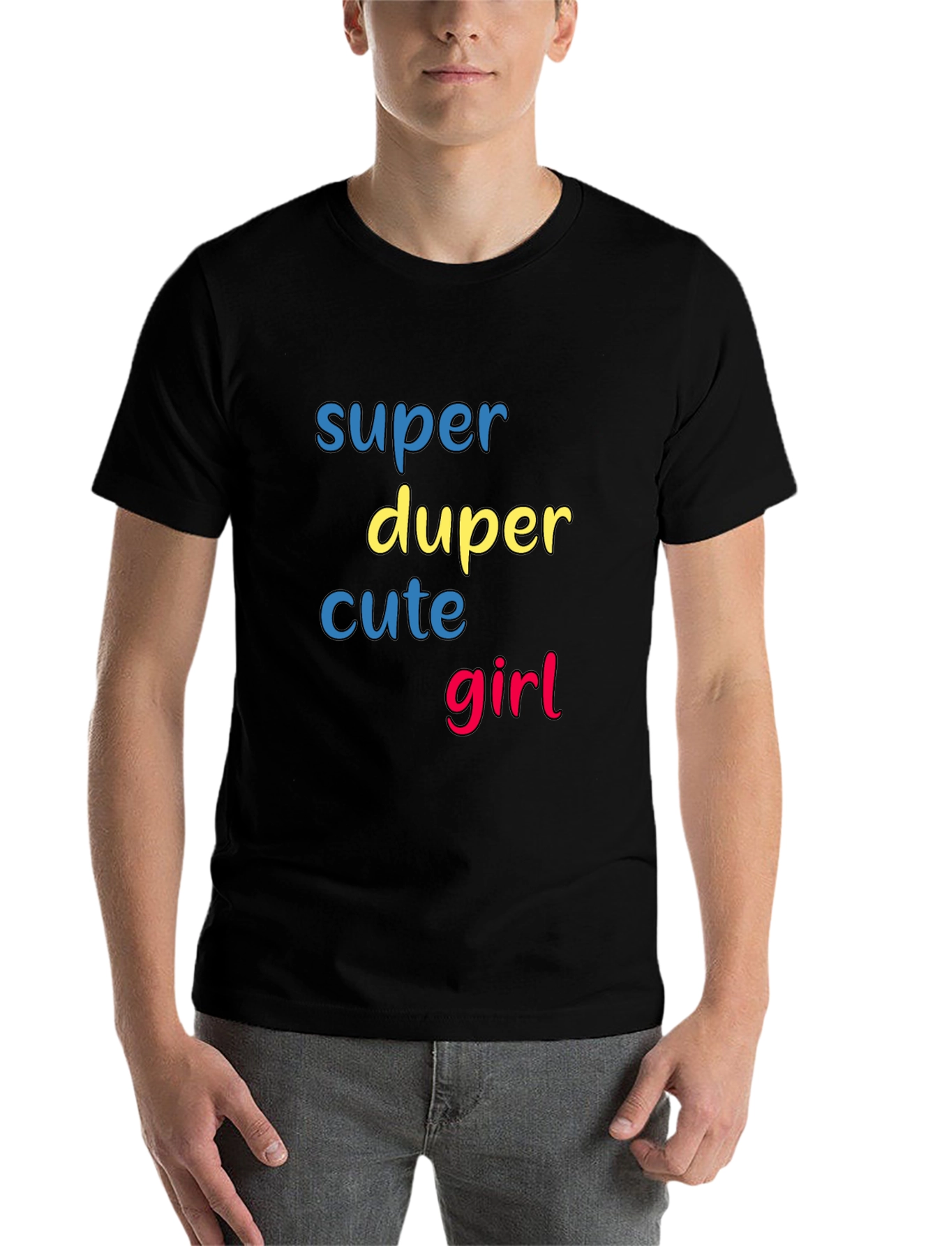Black Super Duper Cute Girl Graphic T-Shirt view 7