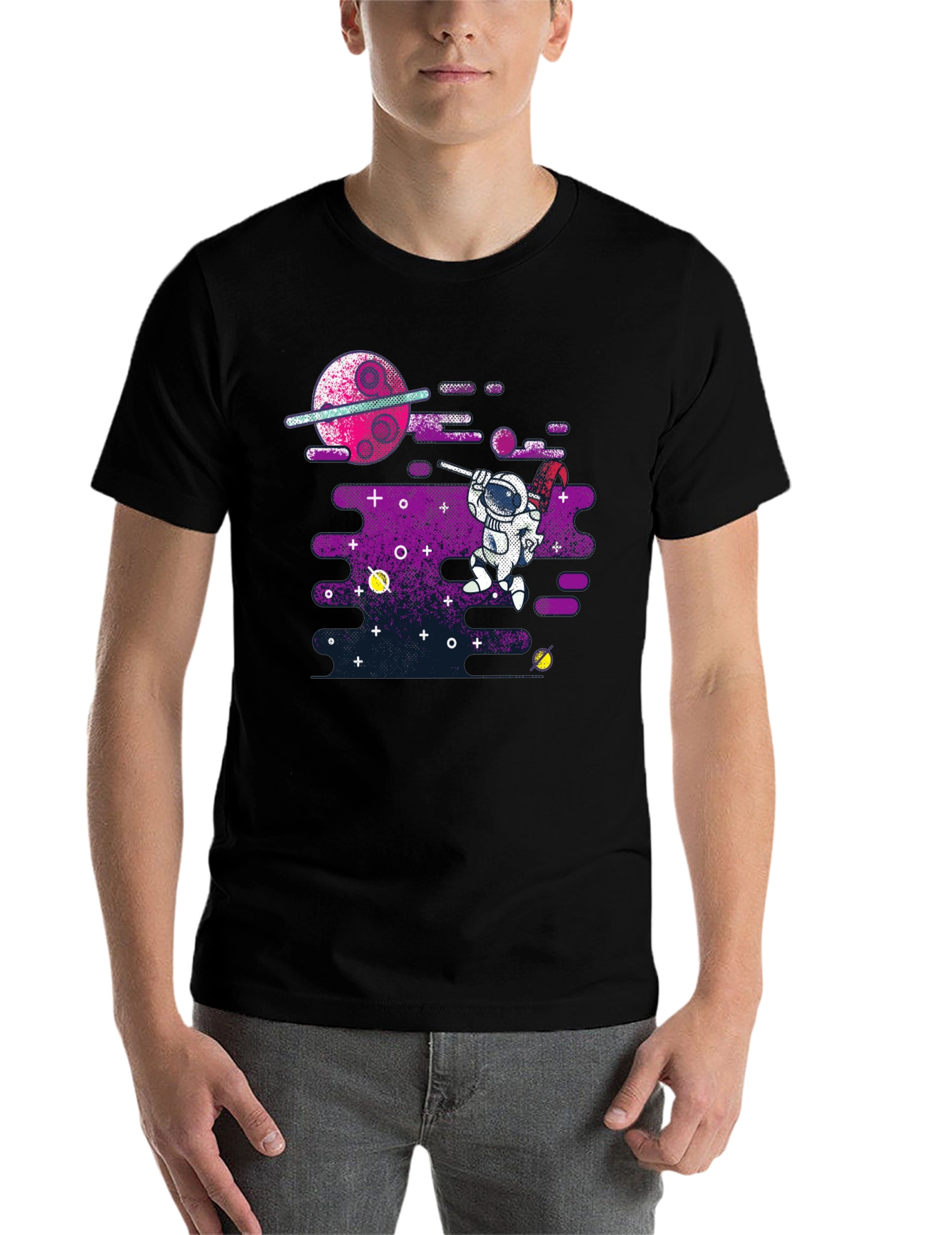 Black Astronaut Space Painter Graphic Tee view 7