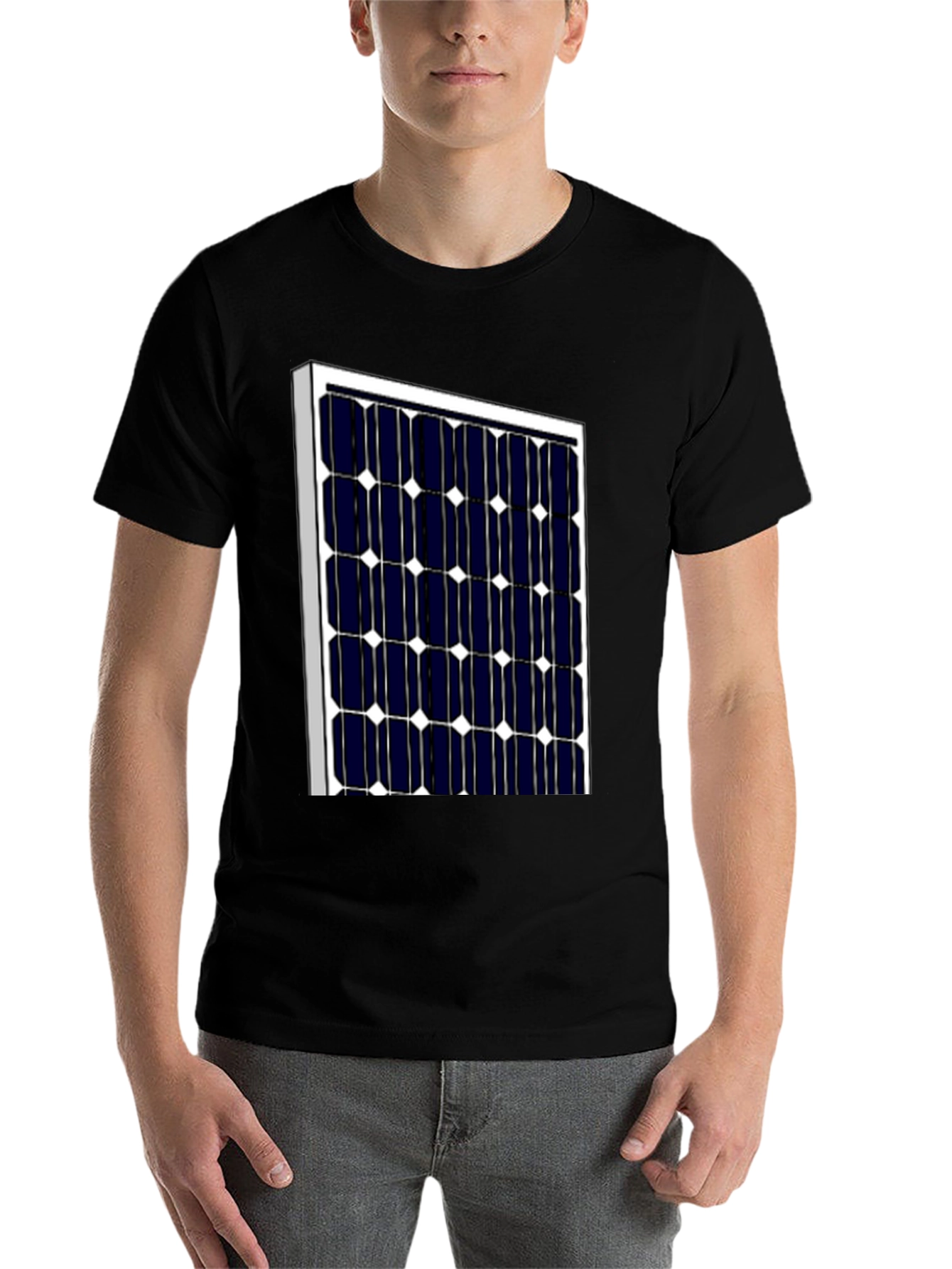 Black Solar Panel Graphic T-Shirt - Eco-Friendly Style view 7