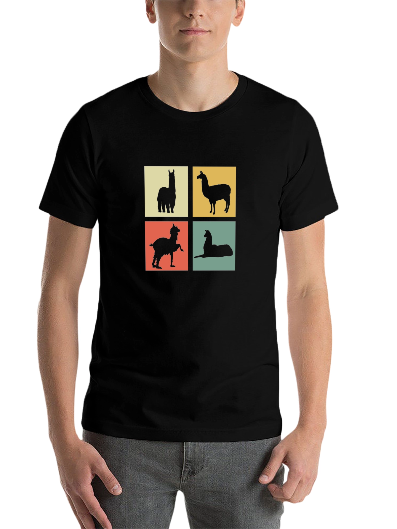 Black Llama Silhouette T-Shirt - Quirky Animal Tee view 7
