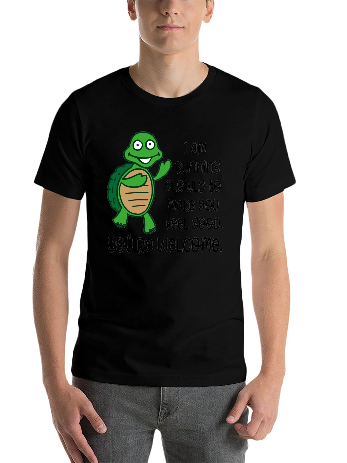 Black Funny Turtle Graphic T-Shirt - Slow Running Humor Tee view 7