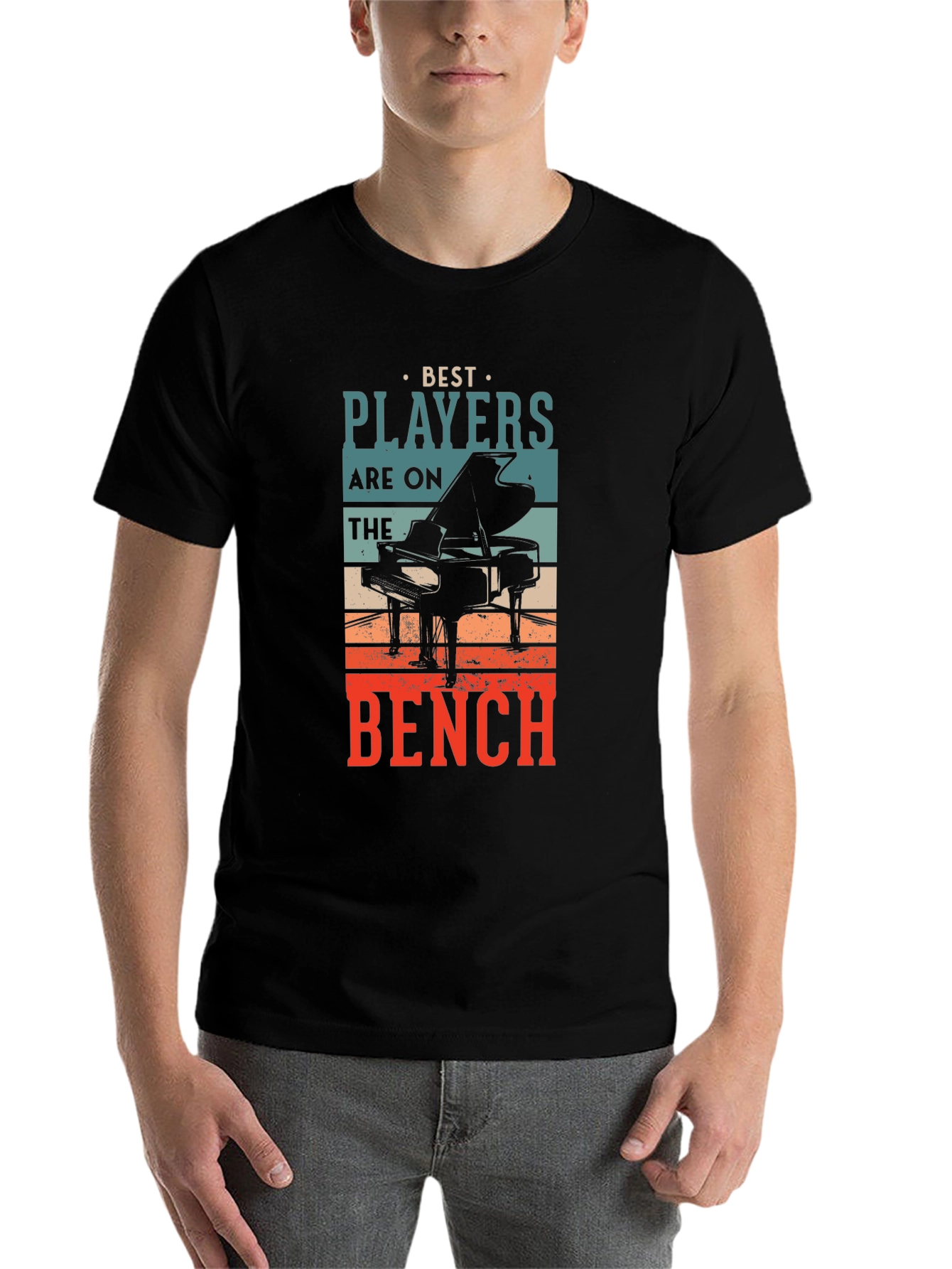 Black Piano Player Graphic T-Shirt: Best Players on the Bench view 7