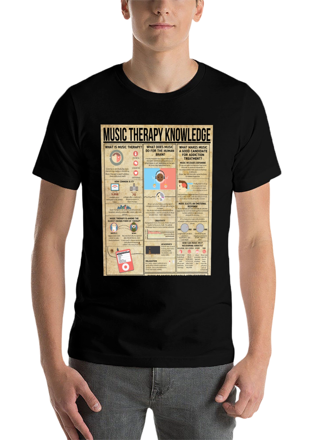 Black Music Therapy Knowledge T-Shirt view 7