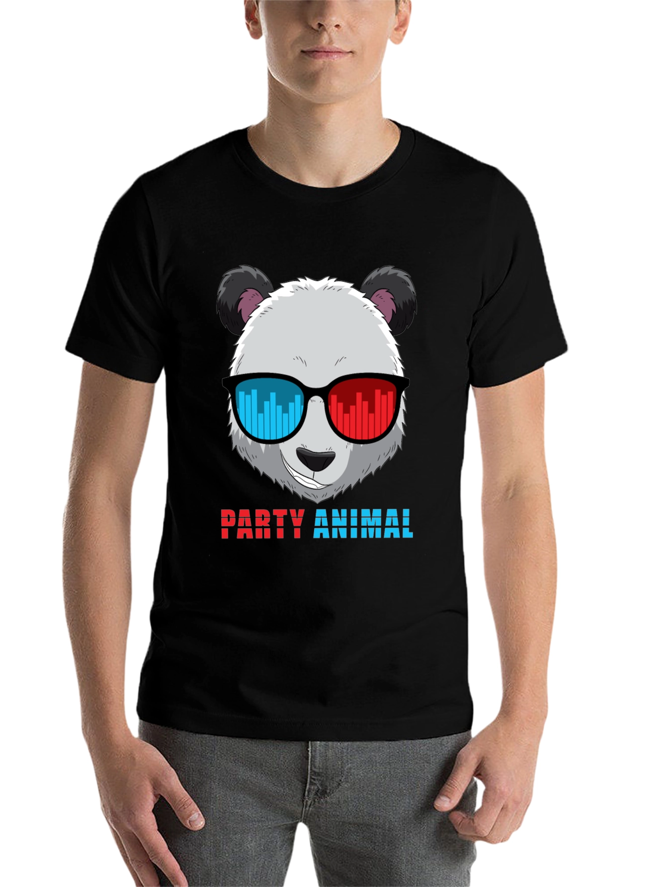 Black Party Animal Panda T-Shirt - Novelty Graphic Tee view 7