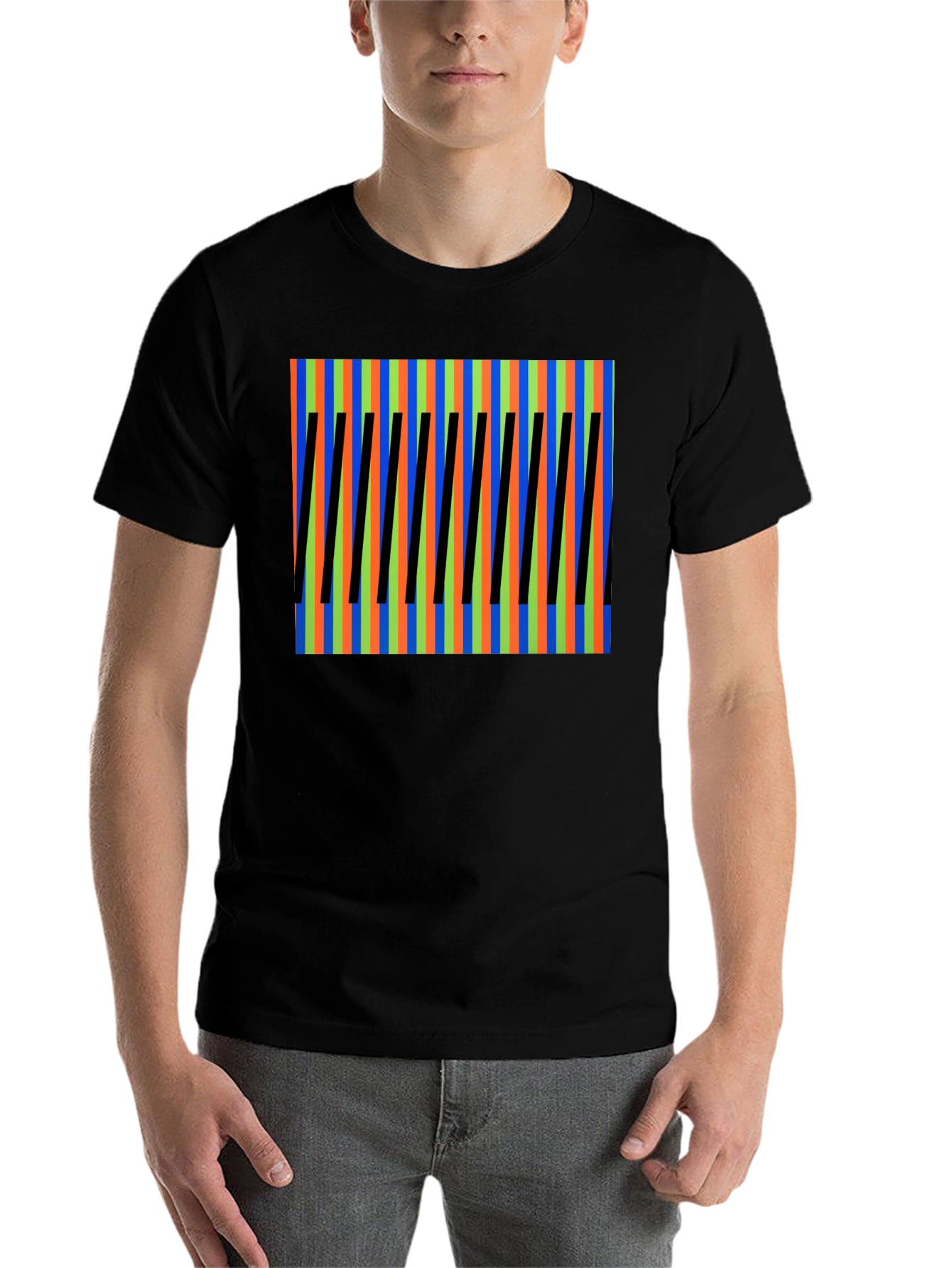 Black Abstract Pattern Tee - Bold Colors, Unique Design view 7