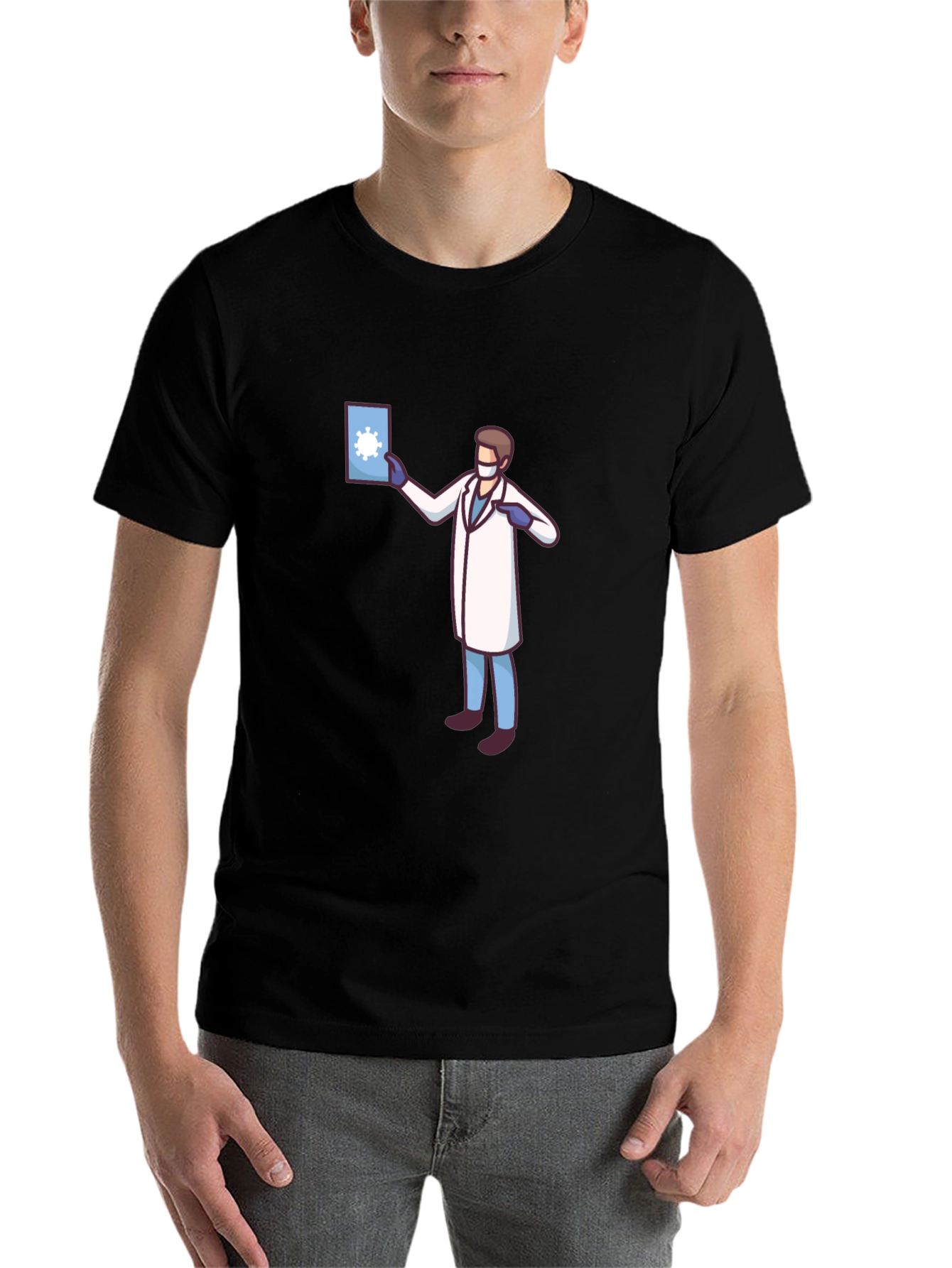 Black Doctor Graphic Black T-Shirt - Novelty COVID Design view 7