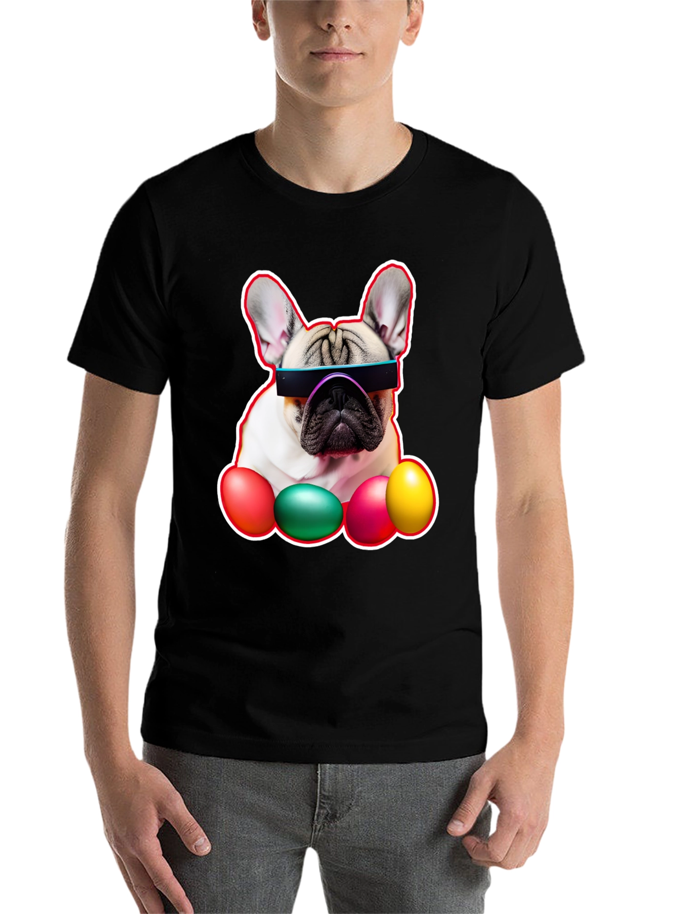 Camiseta Bulldog Francés con Huevos de Pascua