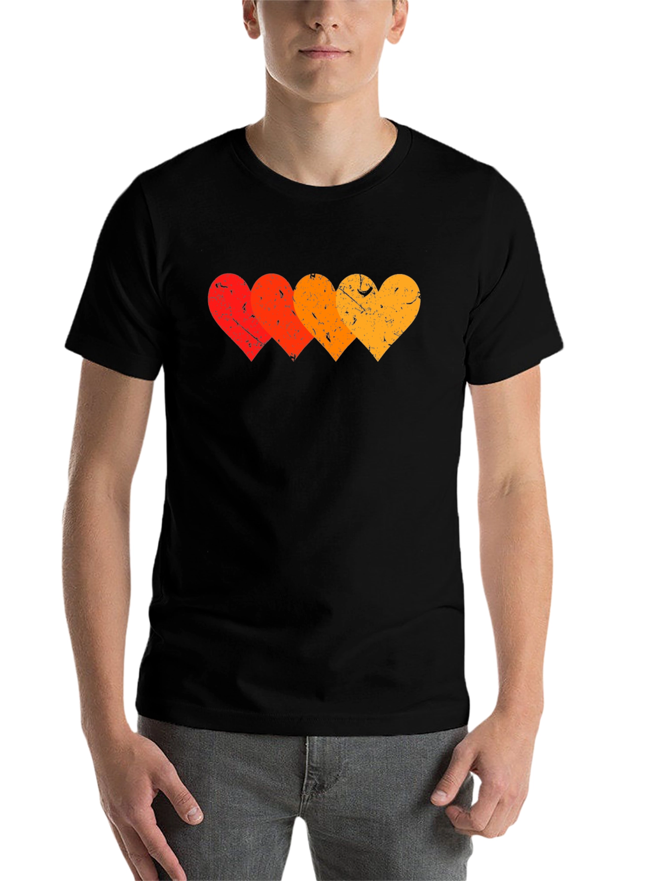 Black Retro Hearts Graphic T-Shirt - Stylish Black Tee view 7