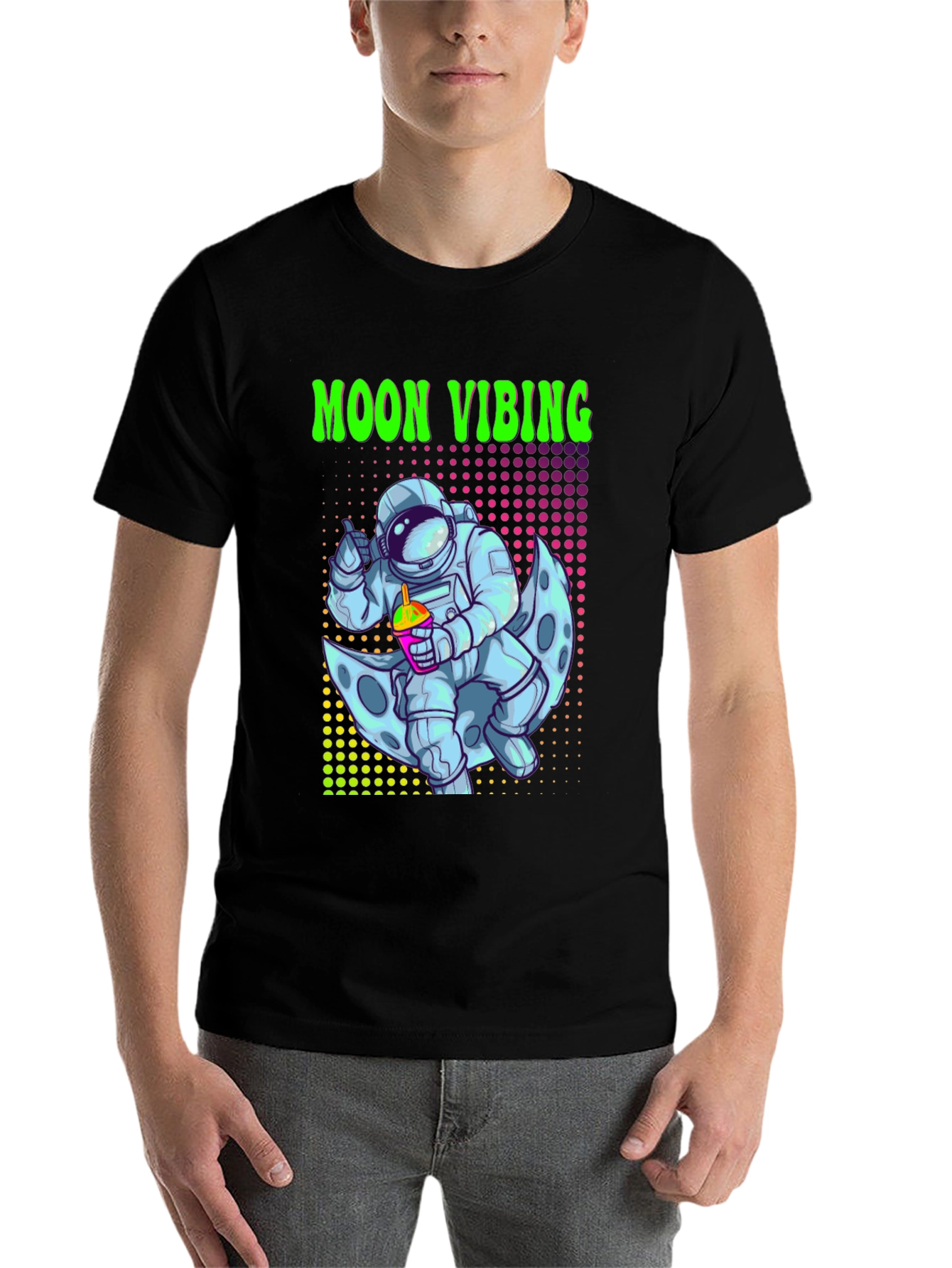 Black Moon Vibing Astronaut T-Shirt view 7